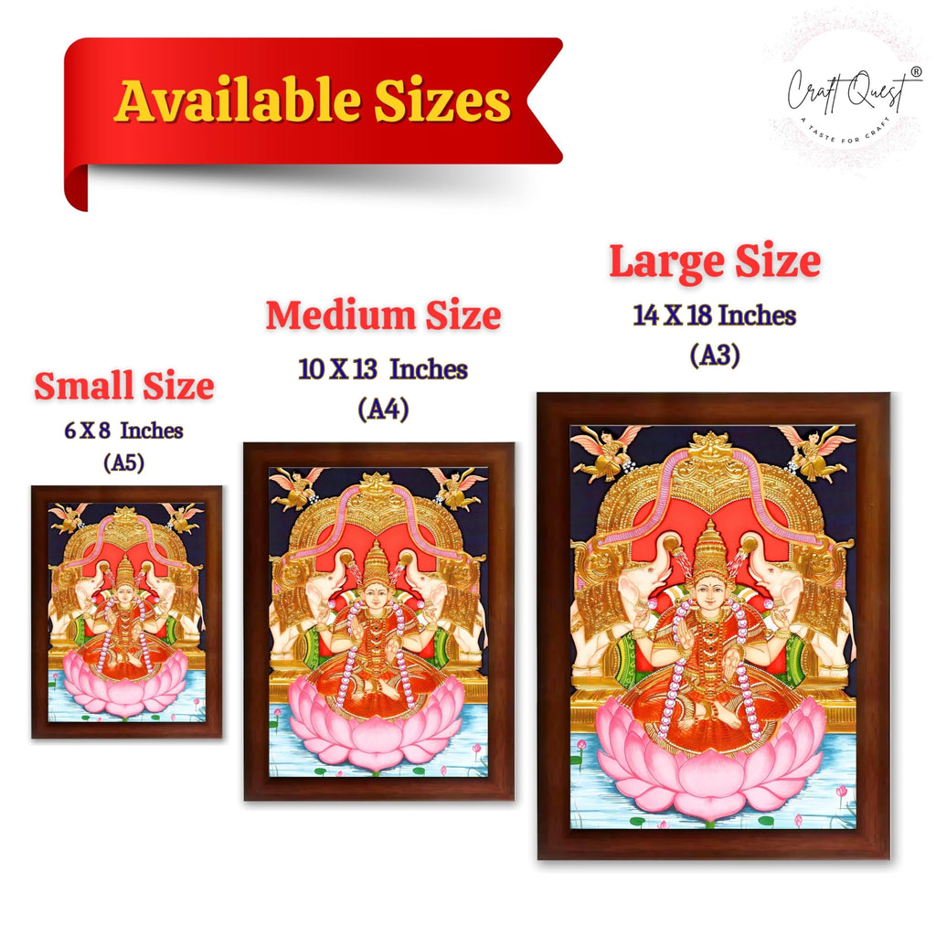 CRAFT QUEST Goddess Lakshmi Maa Vaibhav Laxmi Wall Painting Photo Framed | Acrylic Glass, Lightweight | Ideal for Home, Office, Temple & Puja Room, Wall Decor