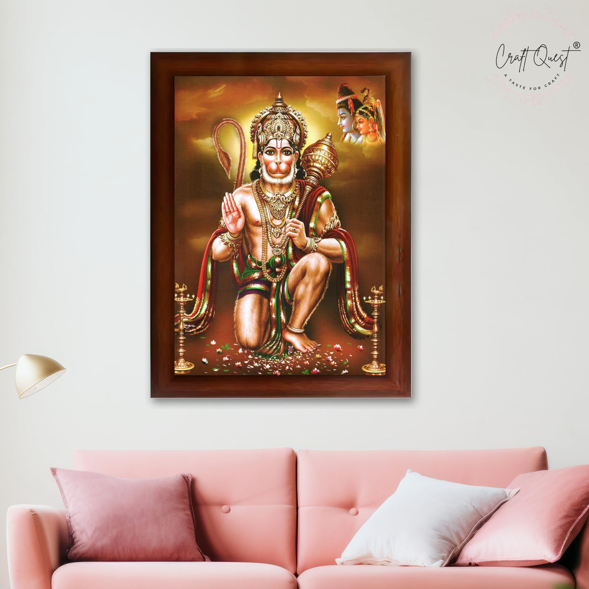CRAFT QUEST Lord Hanuman Ji Photo Frame | Acrylic Glass, Lightweight & Waterproof | Ideal for Home, Office, Temple & Puja Room Wall Decor
