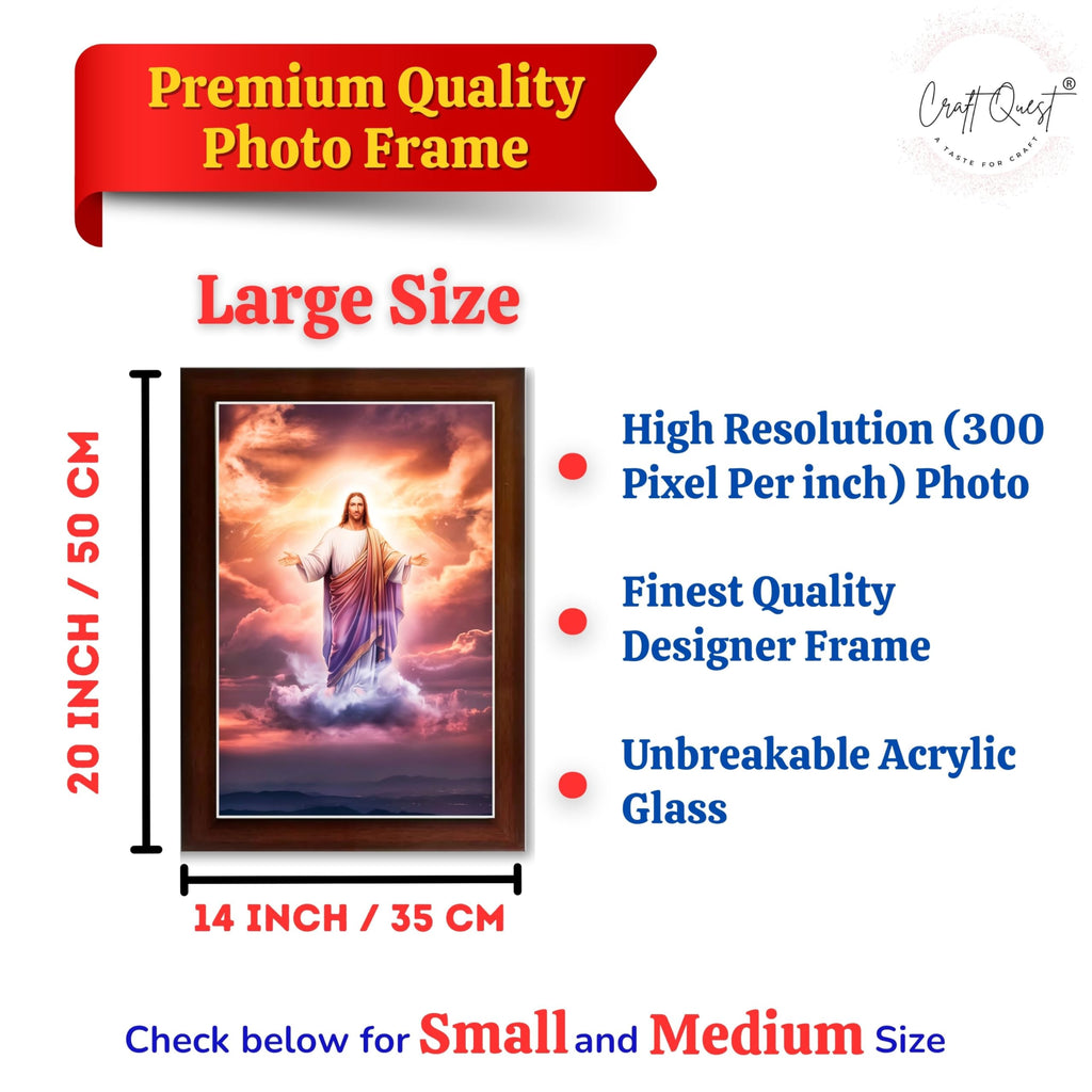 CRAFT QUEST Lord Jesus Christ Blessing Wall Artwork Wood Photo Frame Wall Hanging Décor and Gift Item