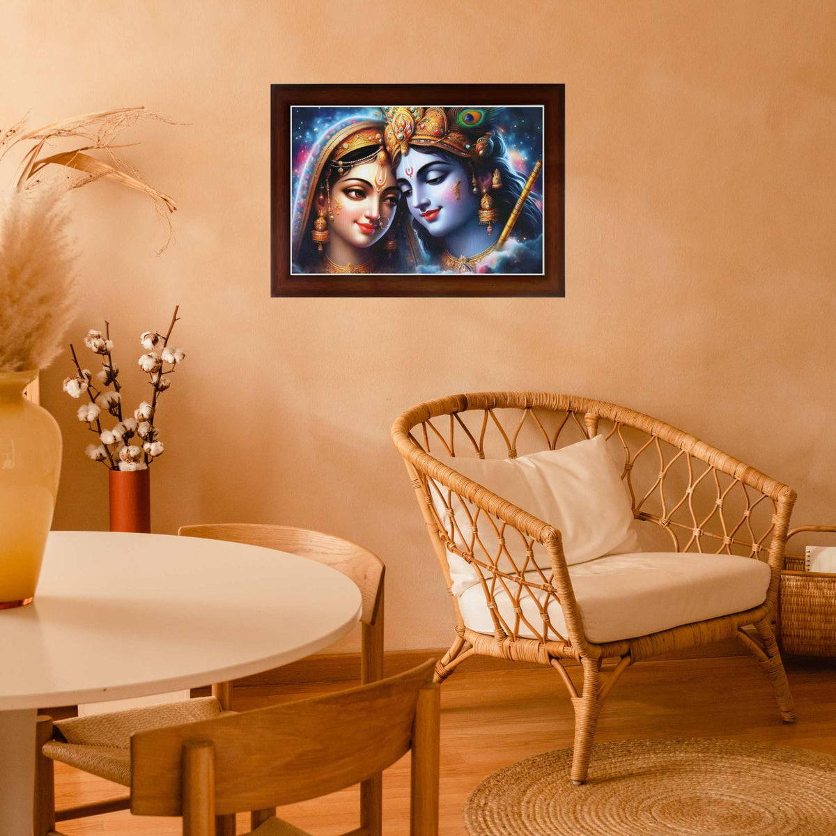 CRAFT QUEST Radha Krishna Art Photo Framed Painting for Home and Bedroom Wall Decoration of Size 14X10 Inches with Frame And Acrylic Glass RK208