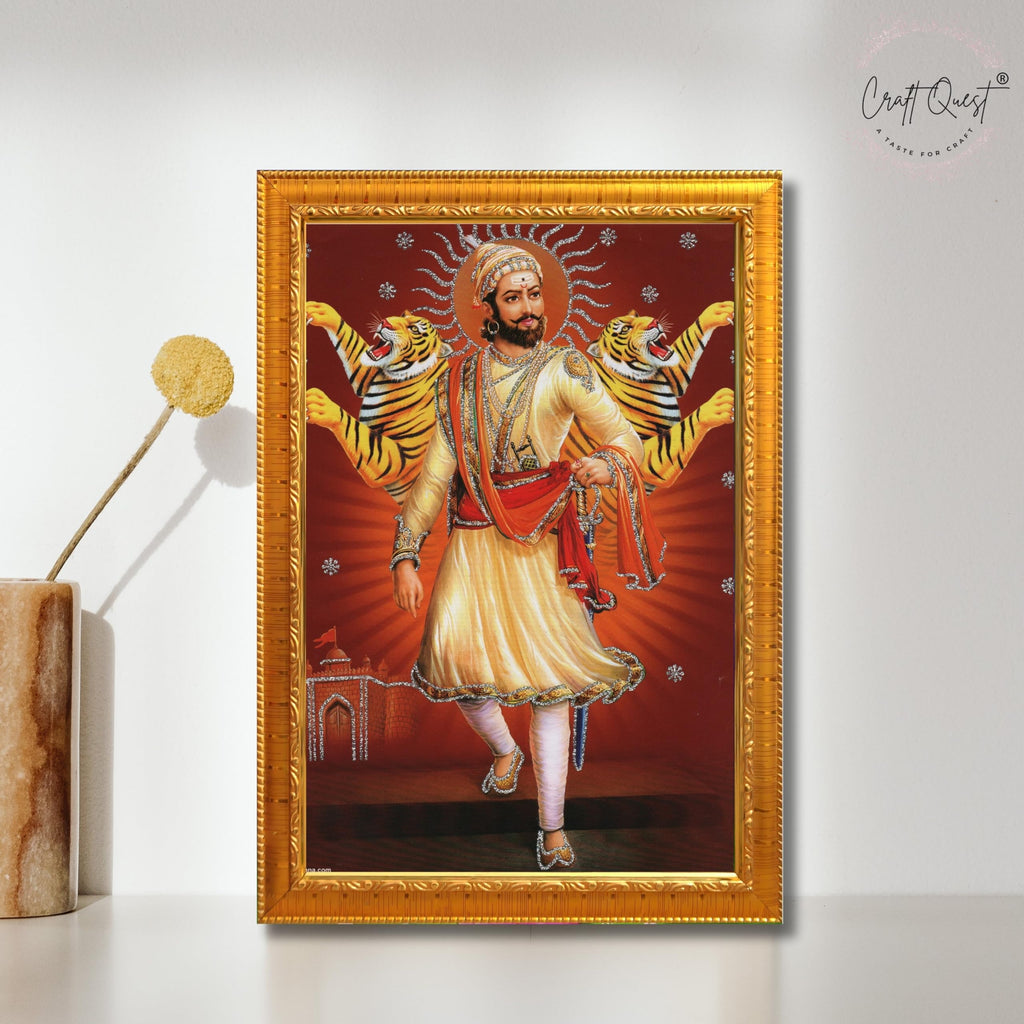 CRAFT QUEST Shivaji Chhatrapati Maharaj Photo Frame | For Living, Pooja Room | Wall Decoration Item | Best Gifting Option