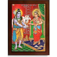 CRAFT QUEST Shiva & Maa Annapurna devi sitting on throne photo frame with Acrylic Glass for Kitchen