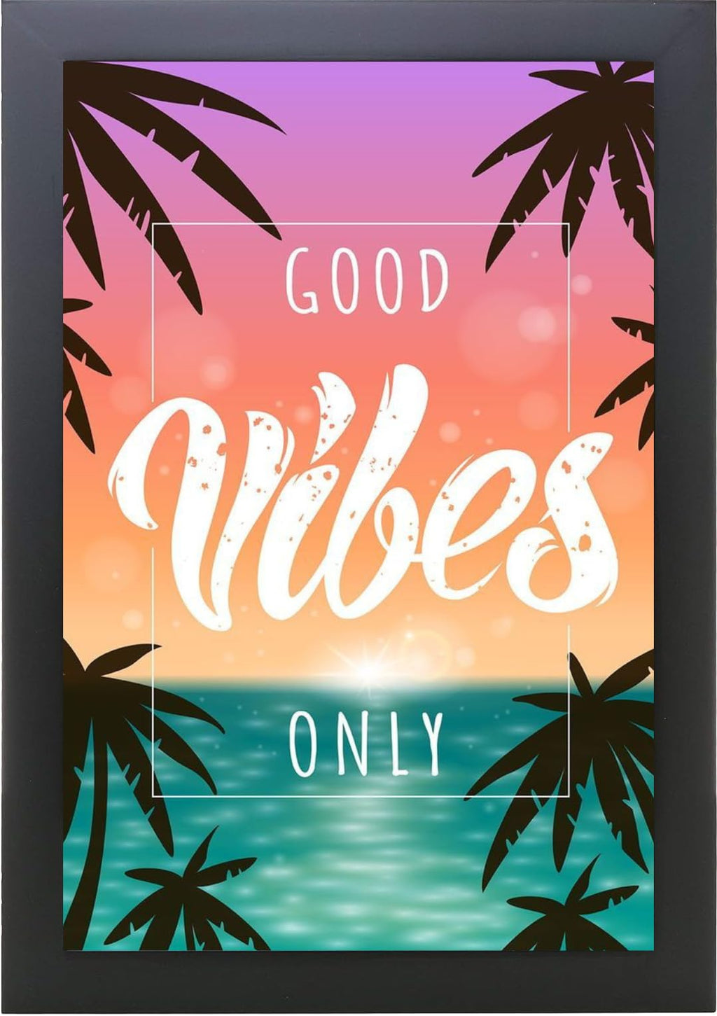 CRAFT QUEST Good Vibes Only Motivational Quote Wall Decor - Portrait, Wall Display (Black, 10x14 Inch Poster Frame for Home, Office and Study Room Frame with Poster)
