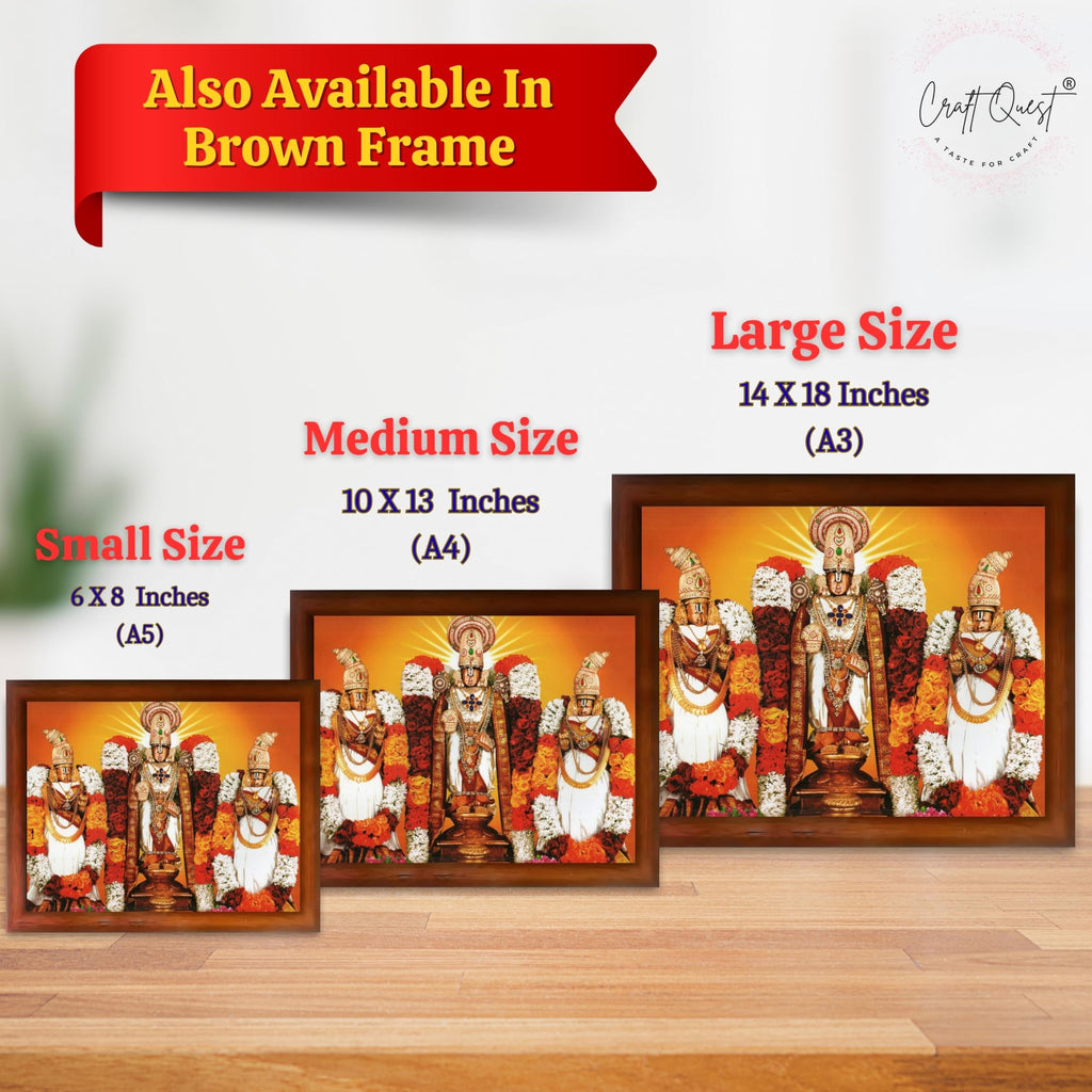 CRAFT QUEST Balaji Lakshmi Padmavati Venkateshwara Swamy Wall Photo Frame For Home, Temple, Pooja, Wall Décor Item