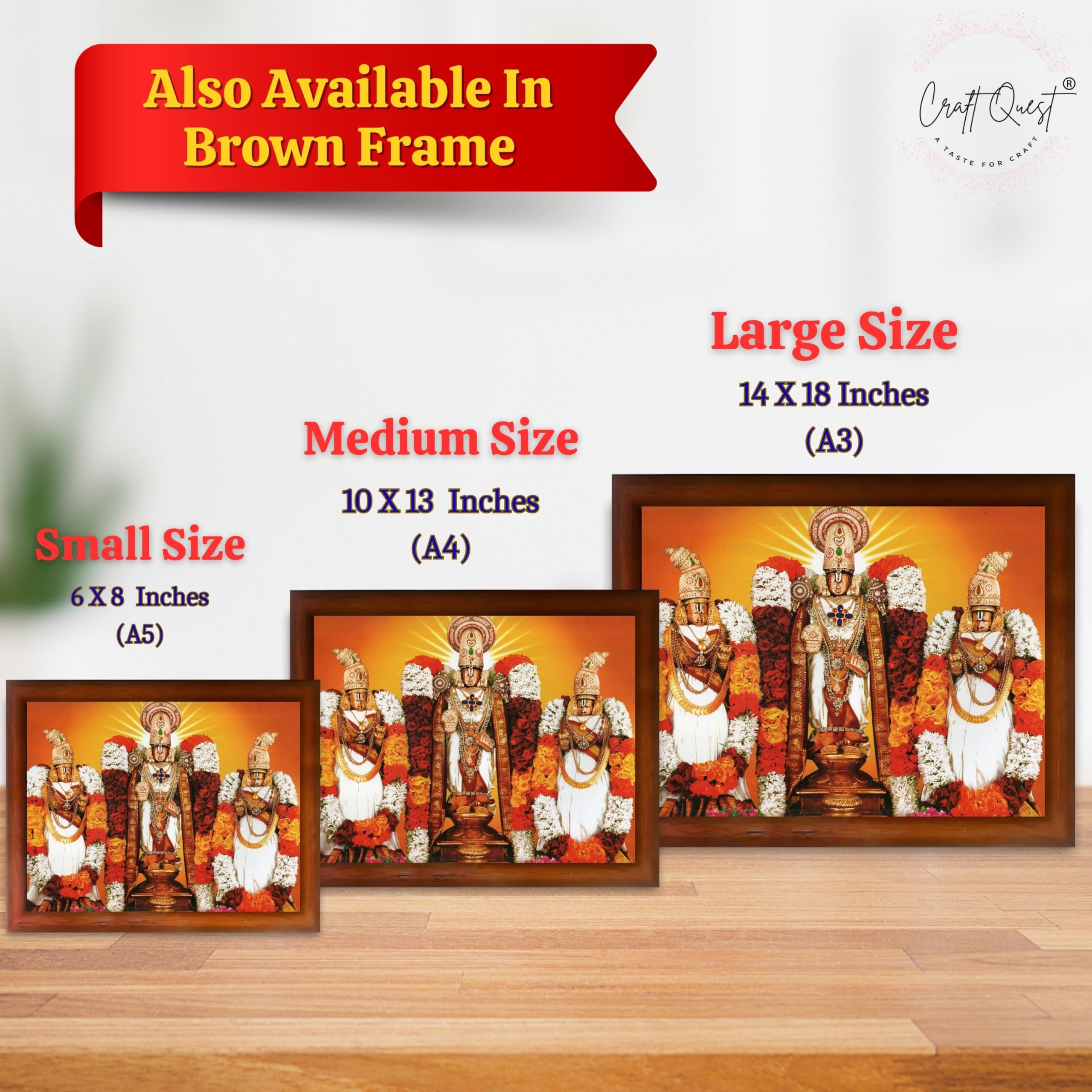 CRAFT QUEST Balaji Lakshmi Padmavati Venkateshwara Swamy Wall Photo Frame For Home, Temple, Pooja, Wall Décor Item