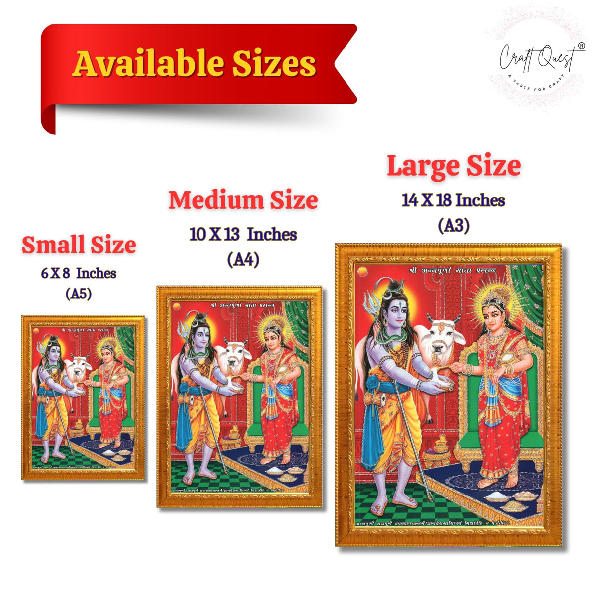 CRAFT QUEST Shiva & Maa Annapurna devi sitting on throne photo frame with Acrylic Glass for Kitchen