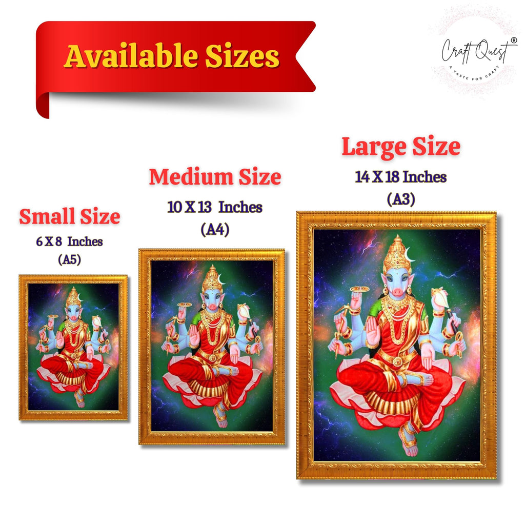 CRAFT QUEST Varahi Amman amma Photo Varahi Wall Painting Photo Frame With Acrylic Glass| South Devi Frame for Home, Office, Temple & Gifting