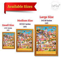 CRAFT QUEST Krishna Janmashtami Photo with Frame, Janmashtami Painting, Hindu God Wall Art, Spiritual Photo for Home Decor, Pooja Room,