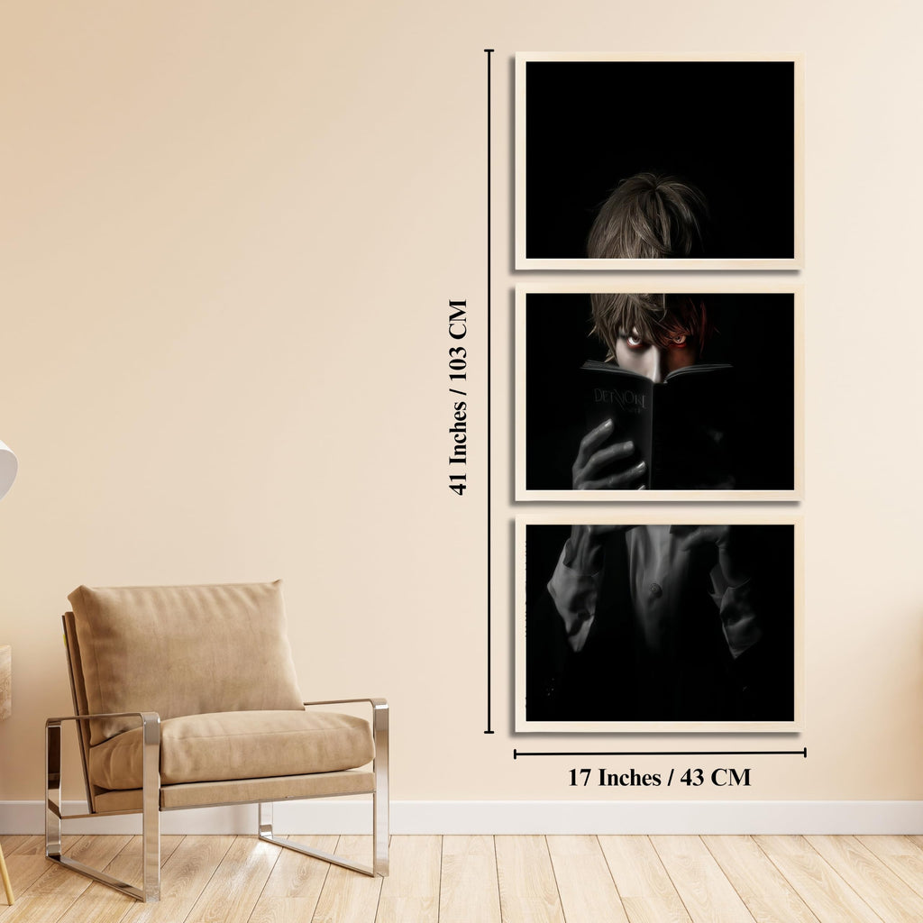 VENUXE ARTS Set Of 3 Anime Characters Wall Framed |Anime Characters Framed Poster for Living Room Bedroom Gaming Room Studio Wall Decor