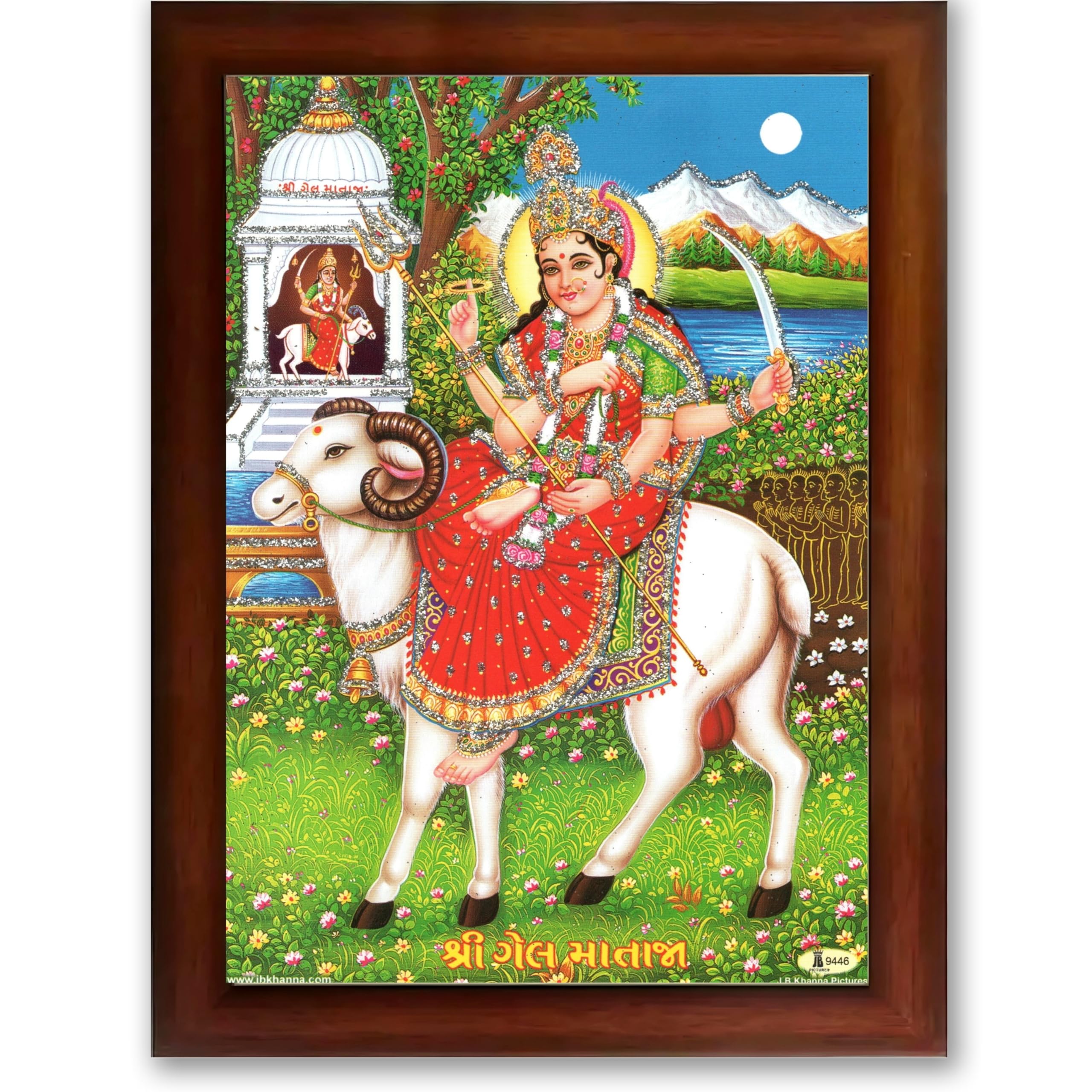 CRAFT QUEST Gel Mata Ji Geldi Maa Devi Mataji Ma Wall Painting For Home Decor wooden framed