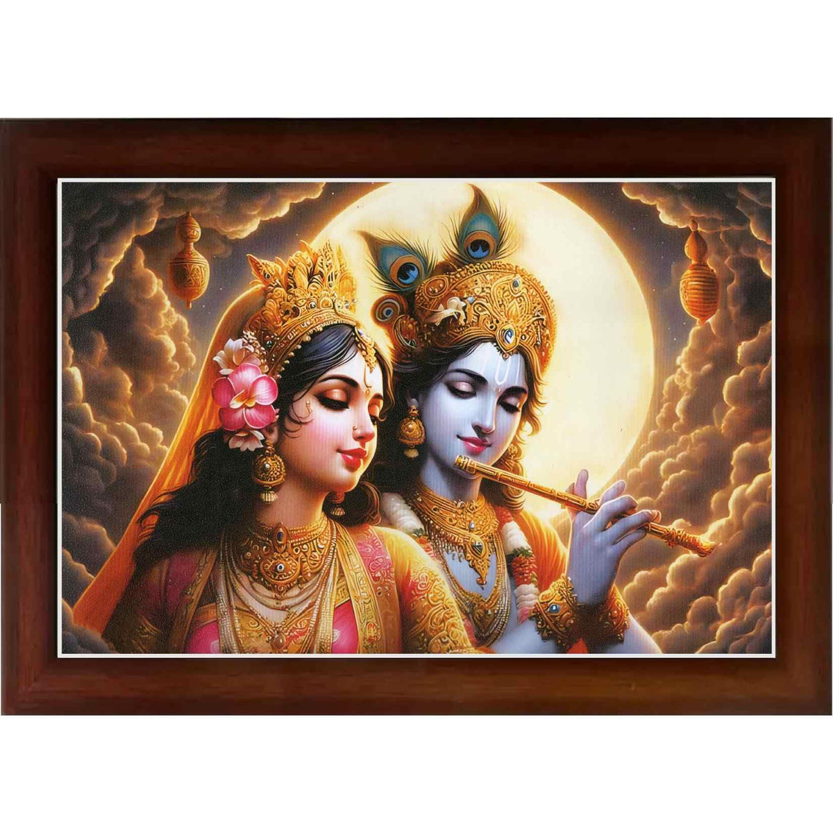 CRAFT QUEST Radha Krishna Art Photo Framed Painting for Home and Bedroom Wall Decoration of Size 14X10 Inches with Frame And Acrylic Glass RK203