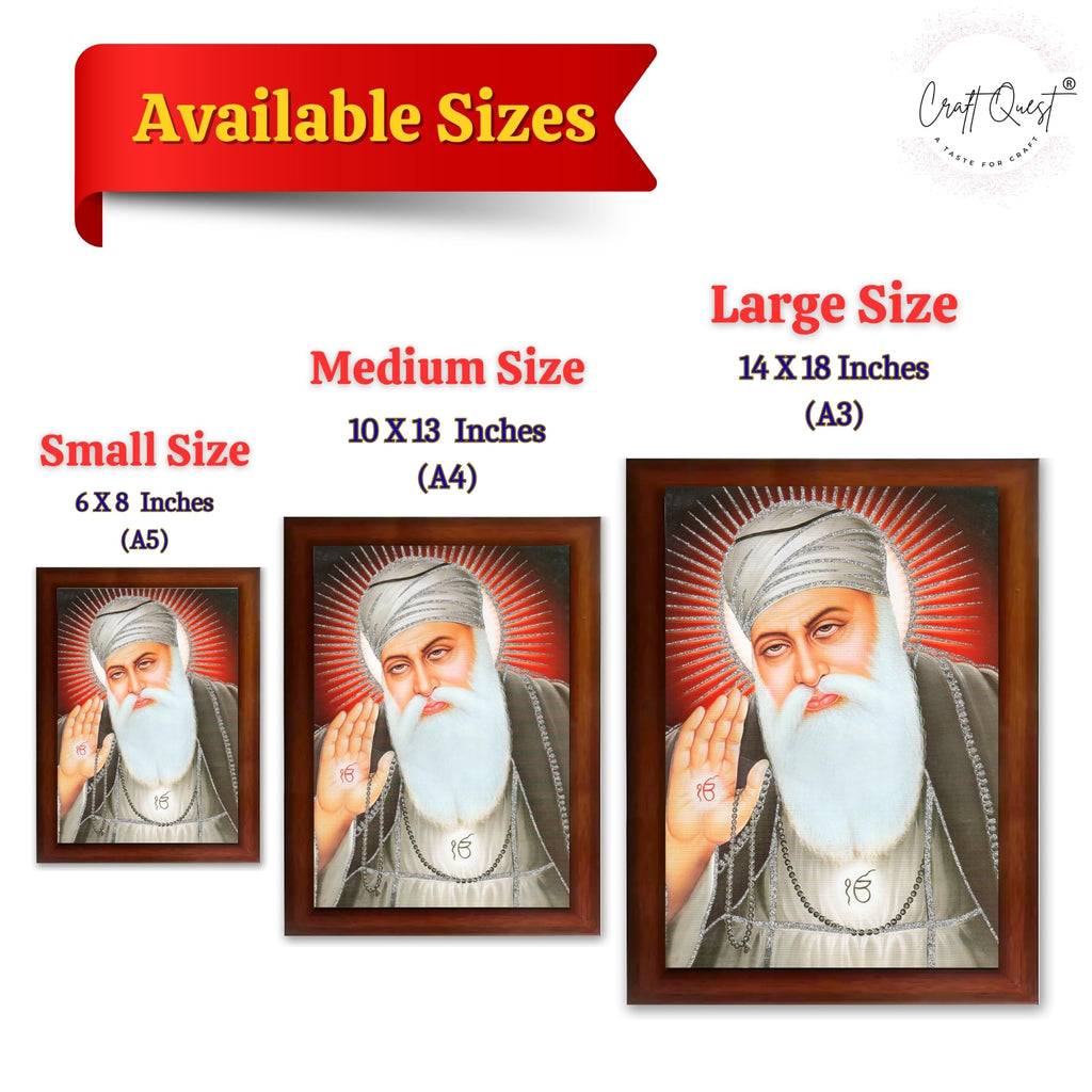 CRAFT QUEST Gurunanak Dev Ji Photo Frame Waheguru Sikh Guru Photo for Home Decor Spiritual Wall Hanging Living Room Decoration