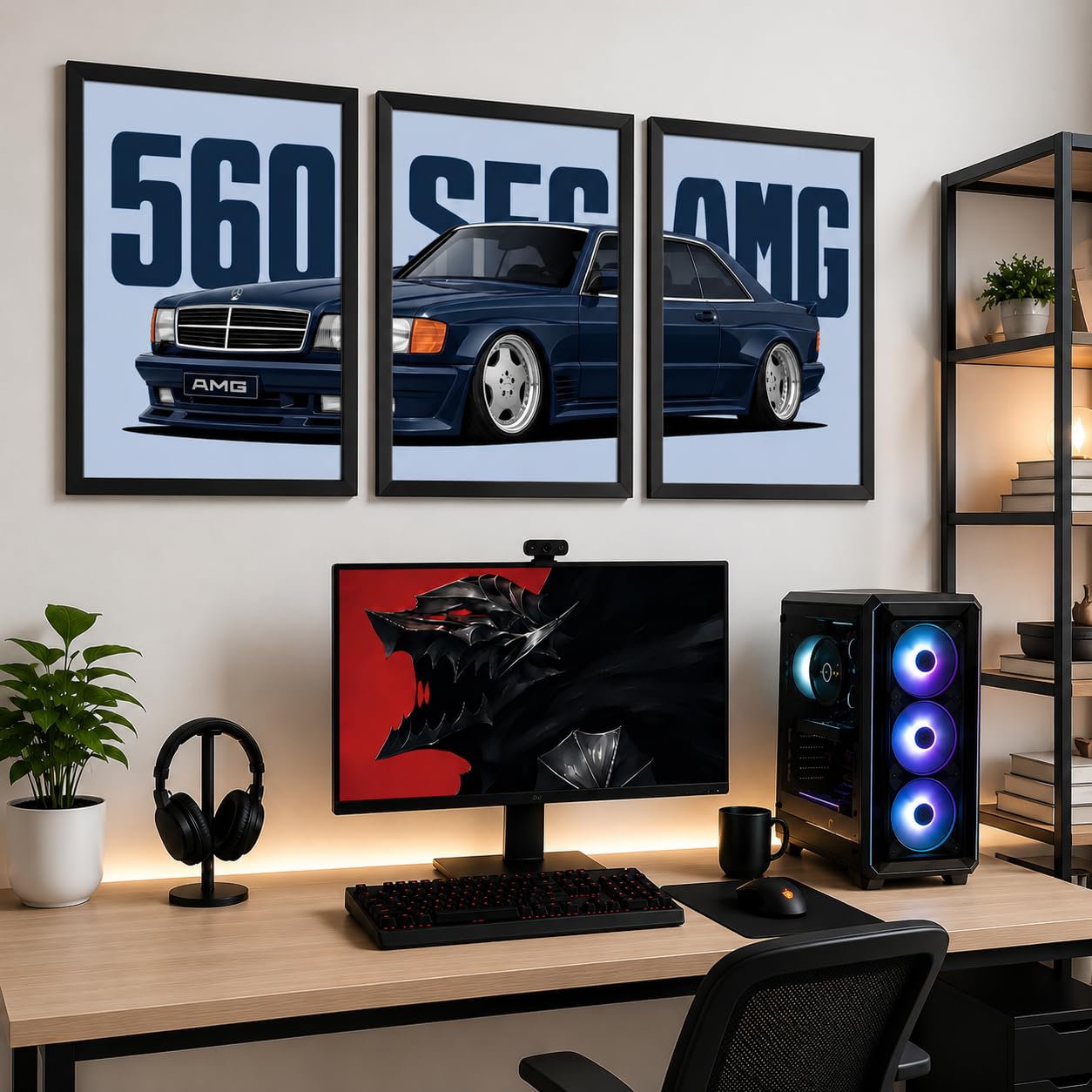 VENUXE ARTS Set Of 3 Big Sports Cars Framed Posters Gift Items for Boys Room Wall Decoration Bedroom Living Room Office Studio Décor | Car Poster Frame for Wall Décor