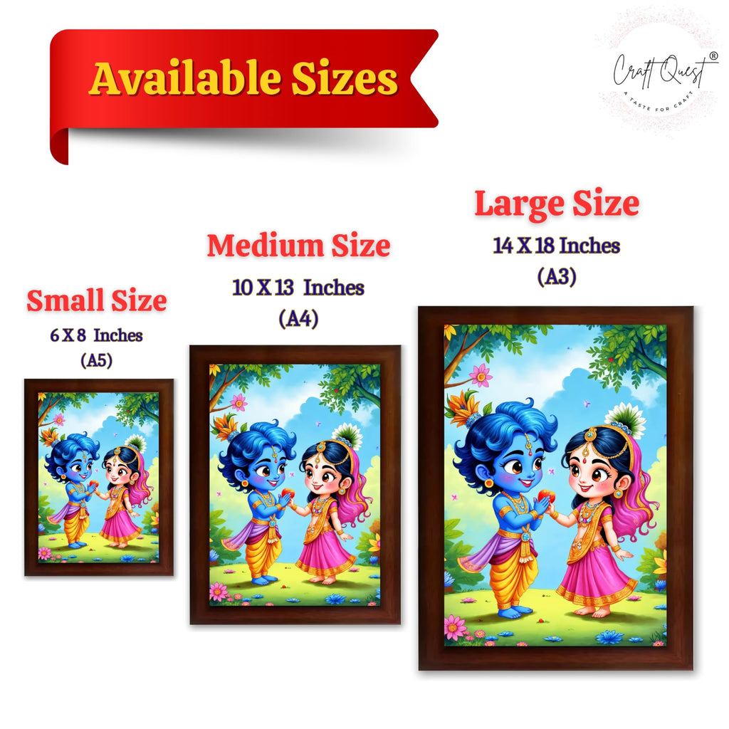 CRAFT QUEST Cute Bal Gopal HD Print | Bal Krishna Frame for Home Temple, Office Desk, Car Dashboard