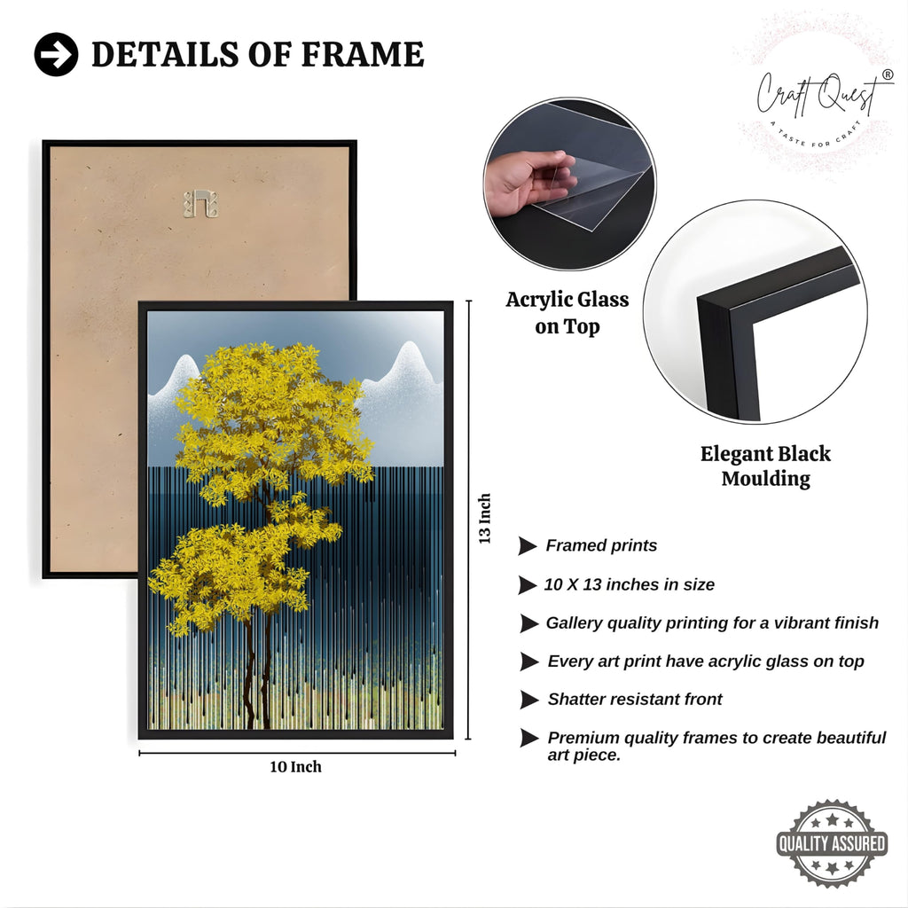 CRAFT QUEST Modern Abstract Blue Landscape Art | Set of 3 Frames for Home Decoration | Ideal for Living Room, Bedroom & Offices