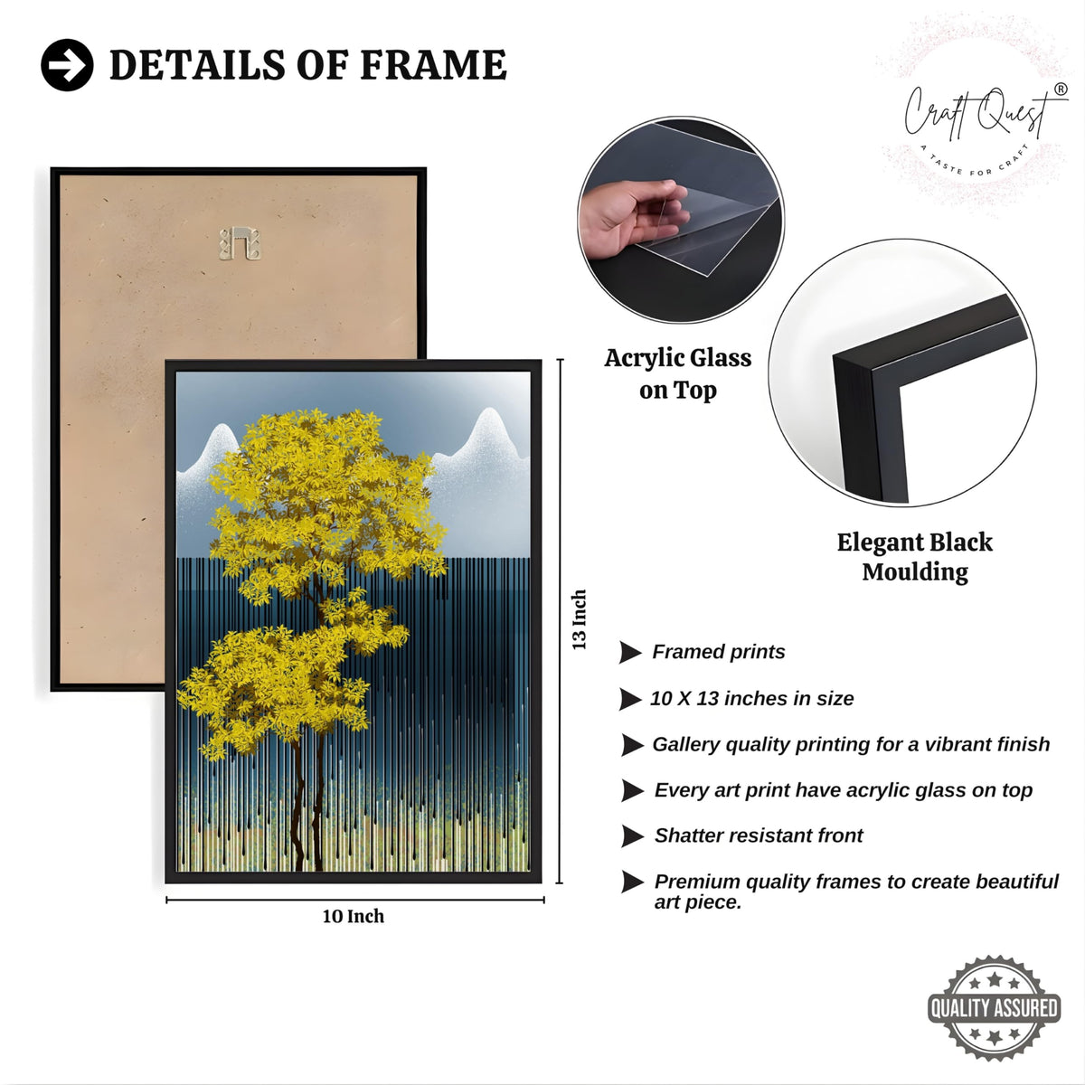 CRAFT QUEST Modern Abstract Blue Landscape Art | Set of 3 Frames for Home Decoration | Ideal for Living Room, Bedroom & Offices