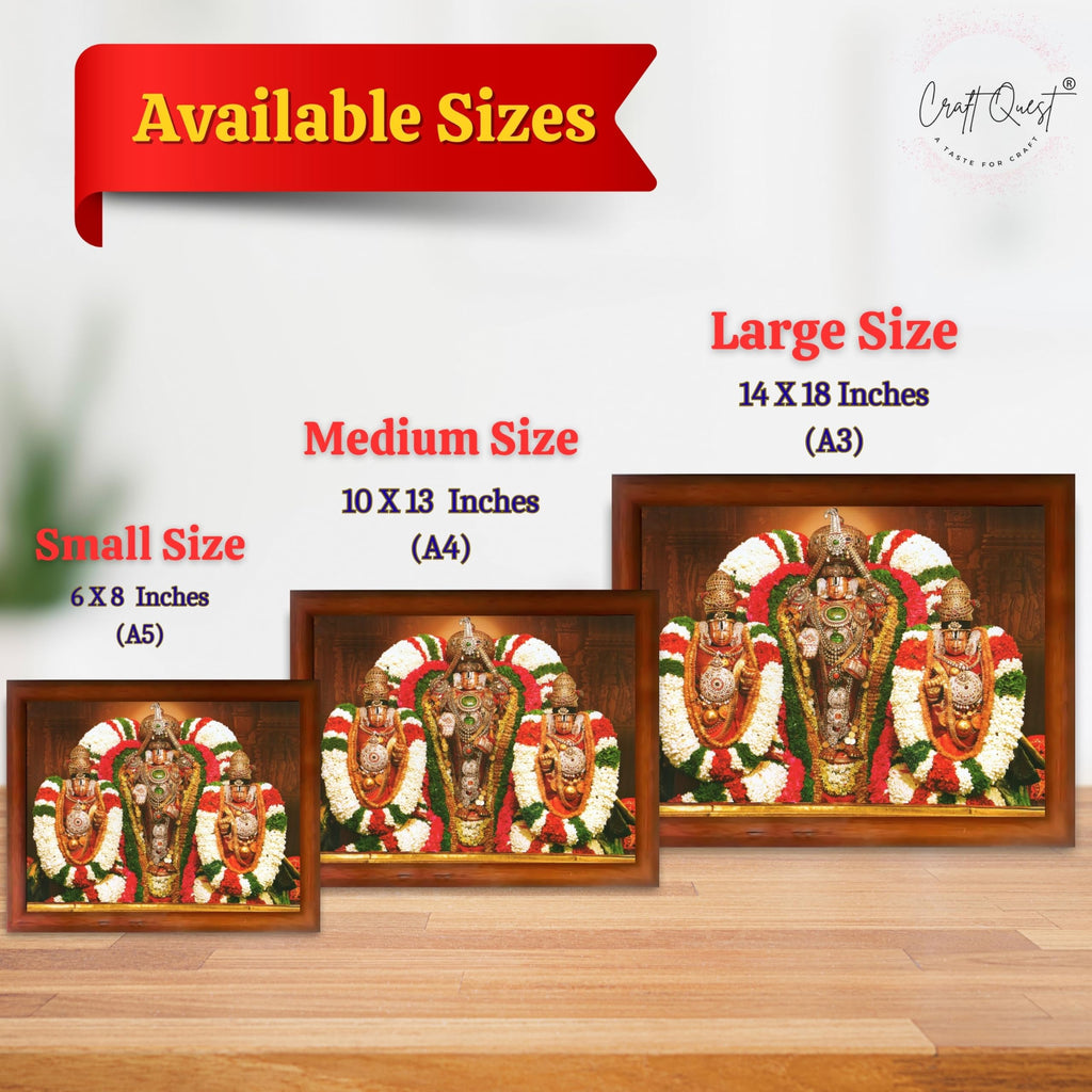CRAFT QUEST Tirupati Balaji with Padmavati Photo Frame; sri; Venkateshwara; Wall Photo Frame | South God Frame for Home, Office, Temple & Gifting