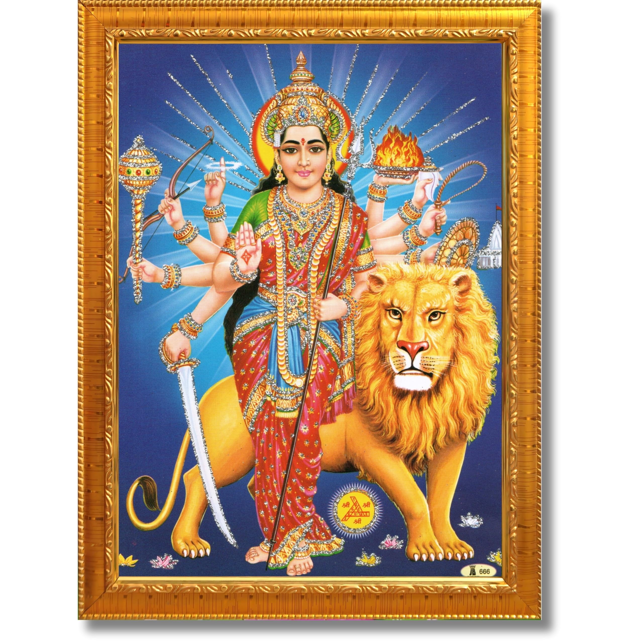 CRAFT QUEST Durga Maa MataJi Goddess Navdurga Wall Painting Framed Home and Pooja Décor