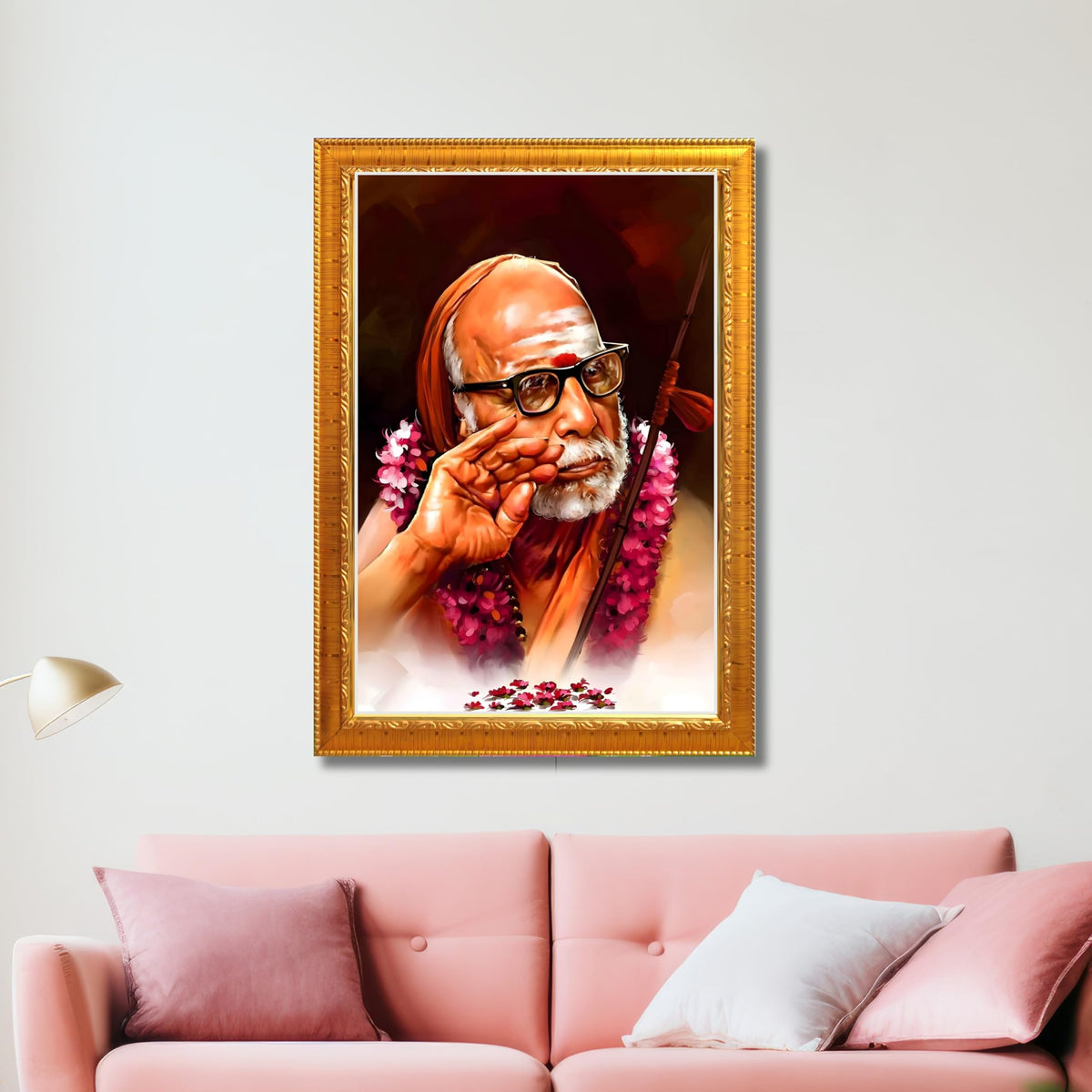 CRAFT QUEST Kanchi Maha Periyava Periyavar Periyar Kanji Wall Painting Framed Home Décor