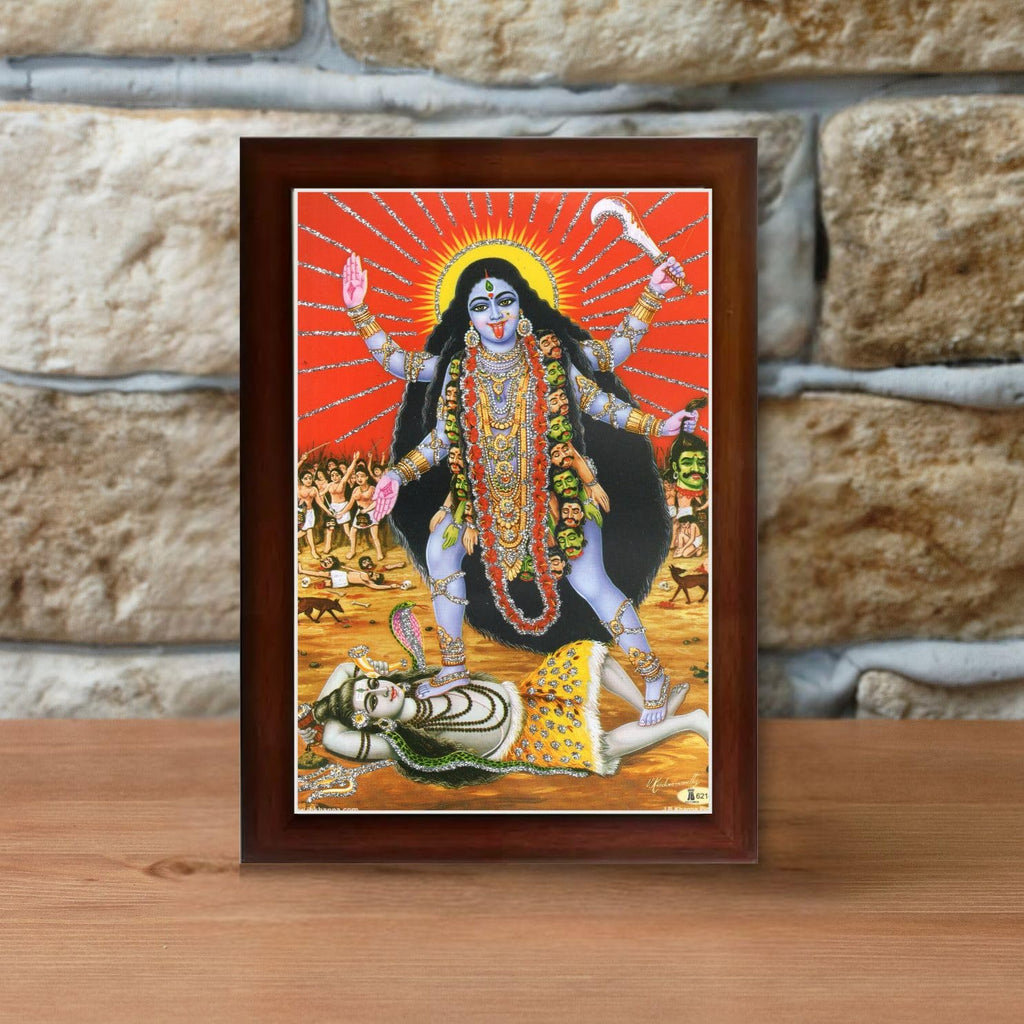 CRAFT QUEST Kali Mata photo with frame, God Religious Framed With Acrylic Glass