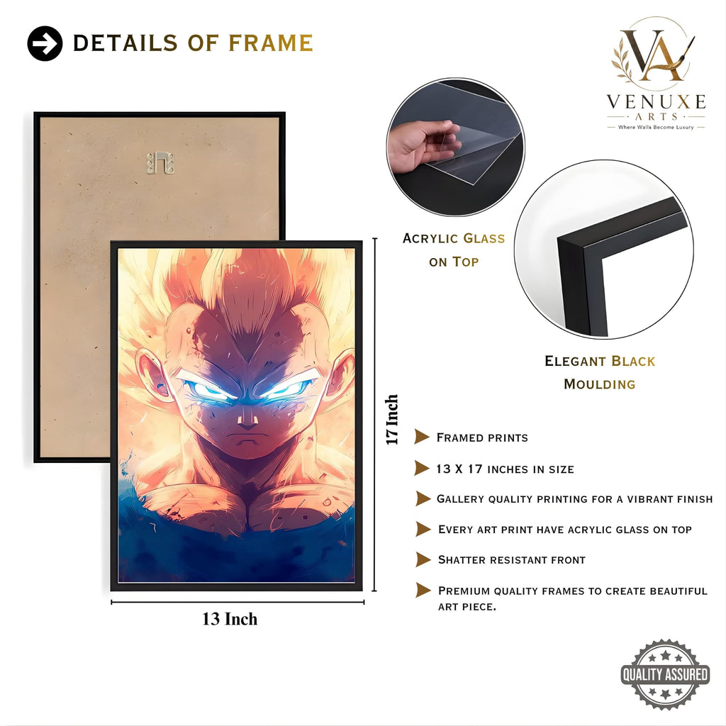 VENUXE ARTS Set Of 3 Anime Characters Wall Framed |Anime Characters Framed Poster for Living Room Bedroom Gaming Room Studio Wall Decor