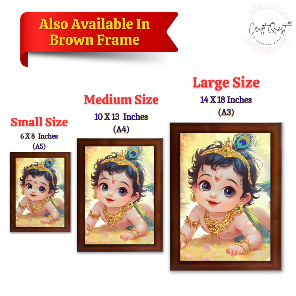 CRAFT QUEST Shri Bal Gopal Painting | Baby Krishna Photo Frame | Walls, Home, Living Room and Home Décor