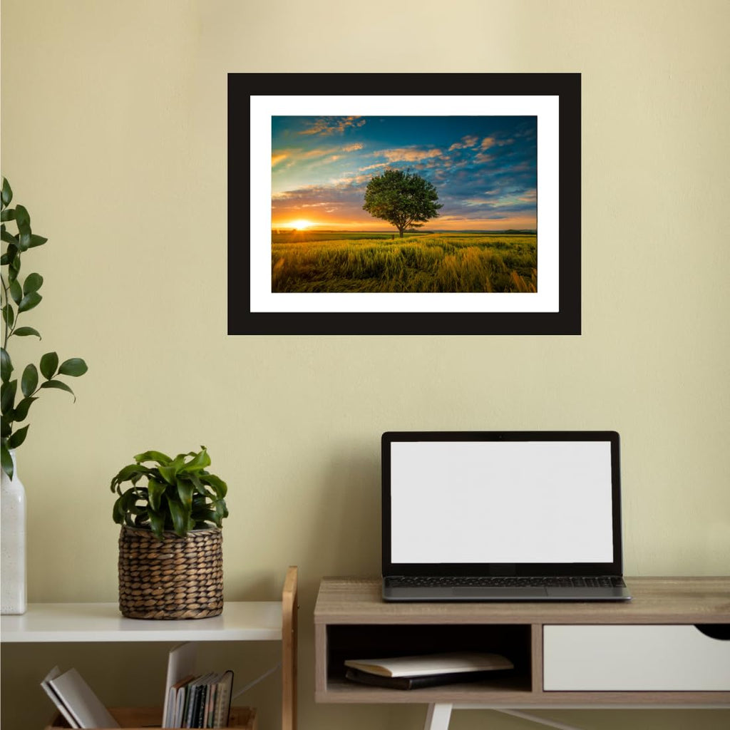 CRAFT QUEST Abstract Modern Pachyart Art Painting Poster Frame for Home & Office Wall Decoration - Portrait, Wall Display (Black, 14x10 Inch Frame with Art Print) (Tropical Reverie)