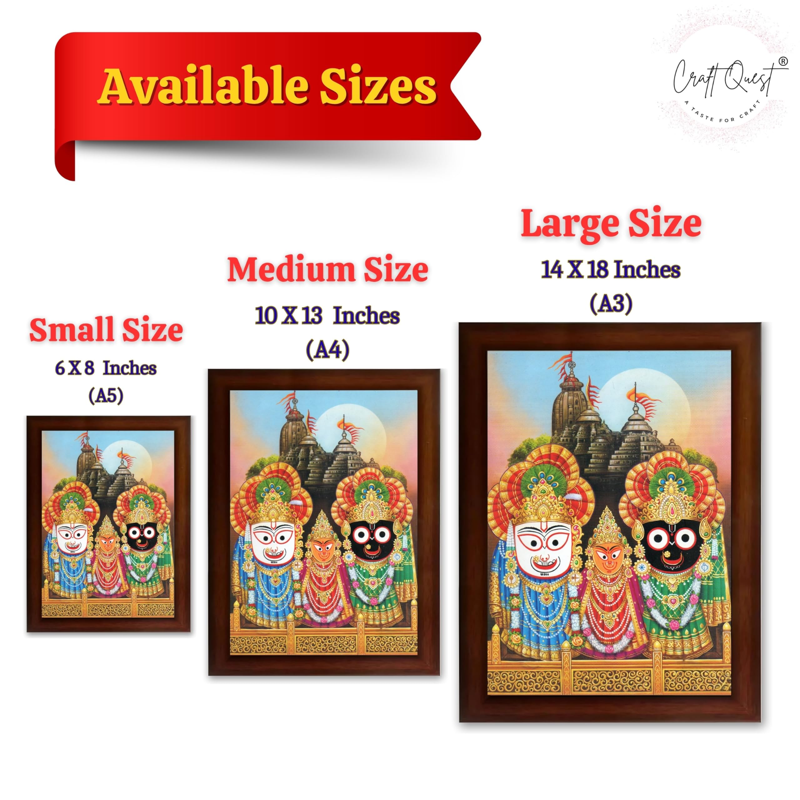 CRAFT QUEST Jagannath Wall Hanging Photo Frame for Pooja Room, Hindu Spiritual Frame for Home, God Temple Decor Gift Item