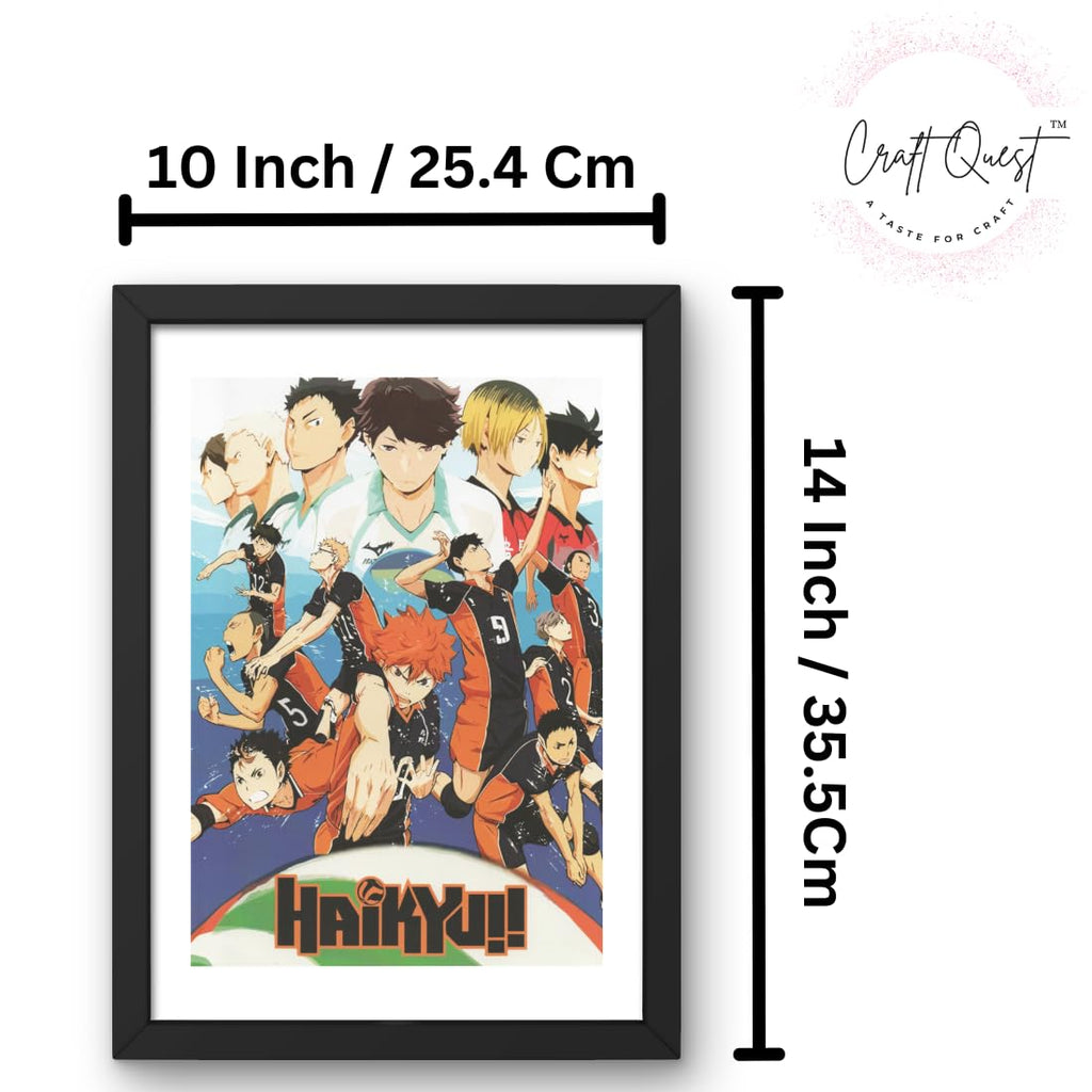 CRAFT QUEST Haikyuu Anime Poster Laminated Posters Framed Painting For Anime Naruto Fans Wall Decor, Home Decor with Matte Black Frame (14 Inches x 10 Inches)