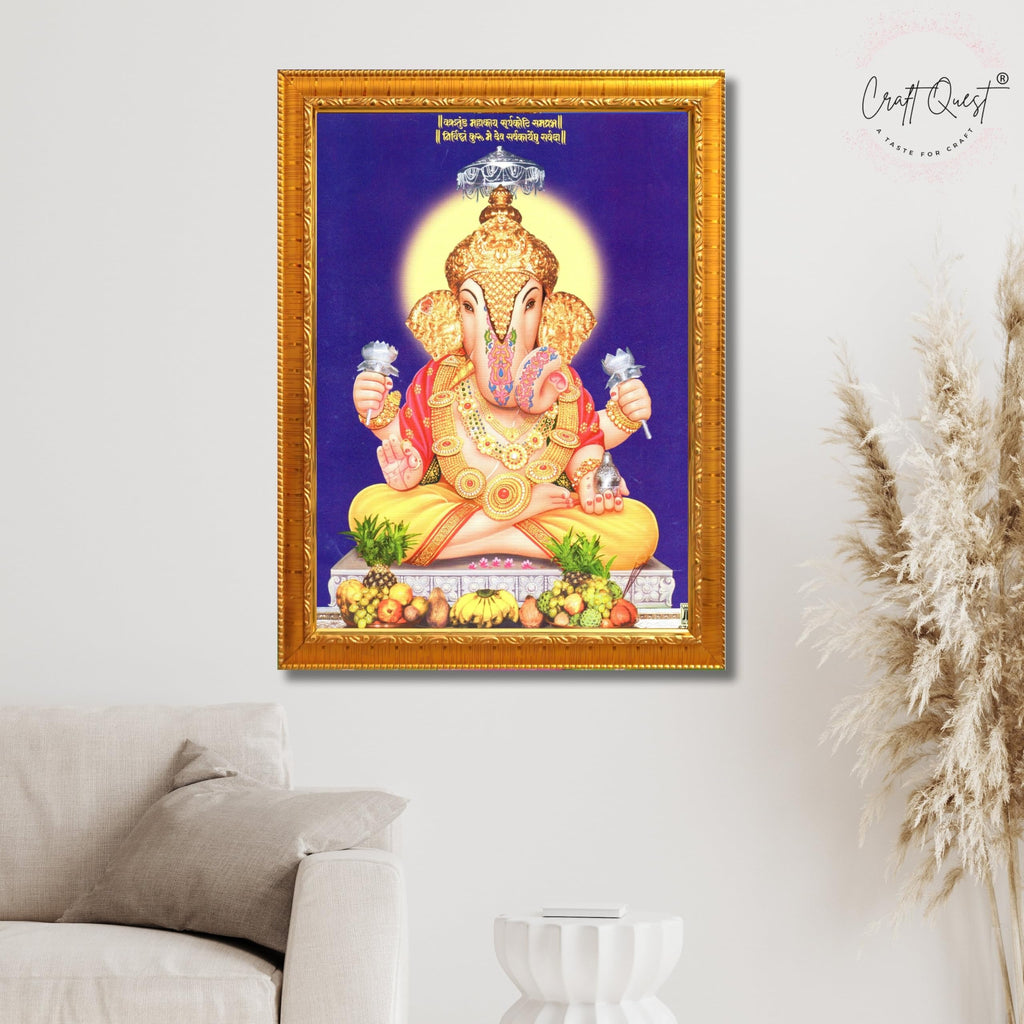CRAFT QUEST Lord Shree Ganesh Ganpati ji Modern Wall Painting With Frame For Home and Office Decor