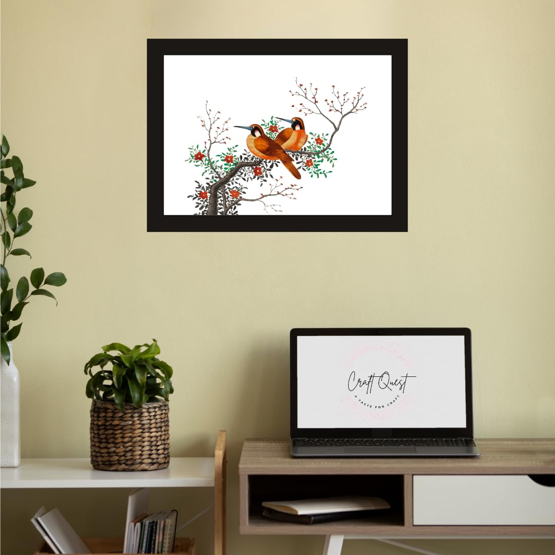 CRAFT QUEST Abstract Modern Art Poster Frame for Home & Office Wall Decoration - Portrait, Wall Display (Black, 14x10 Inch Frame with Art Print)