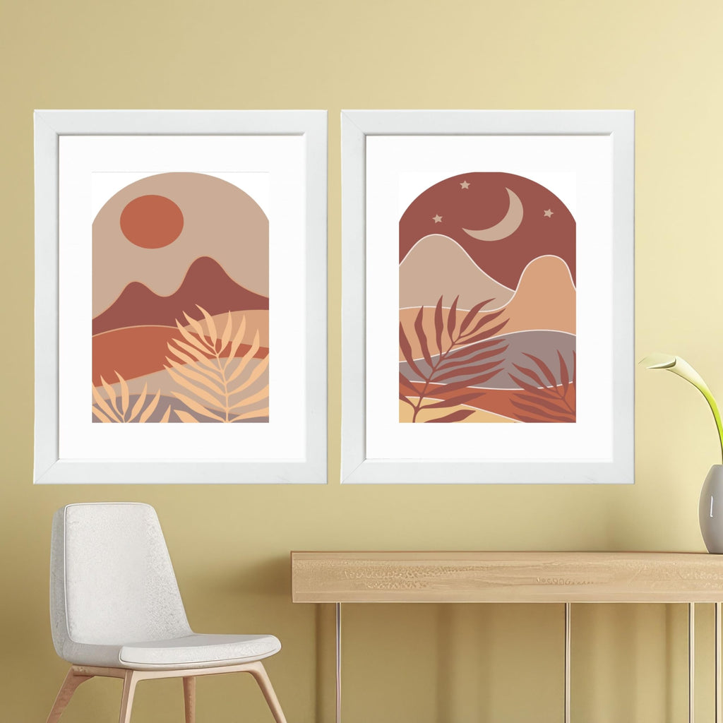 CRAFT QUEST Wall Art Decor Paintings | Set of 2 BOHO Wall Art Frames for Home Decoration | Ideal for Living Room, Bedroom & Office