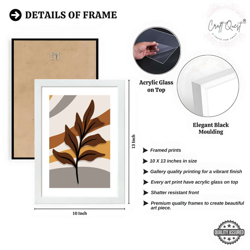 CRAFT QUEST Wall Art Decor Paintings | Set of 3 BOHO Wall Art Frames for Home Decoration | Ideal for Living Room, Bedrooms & Offices