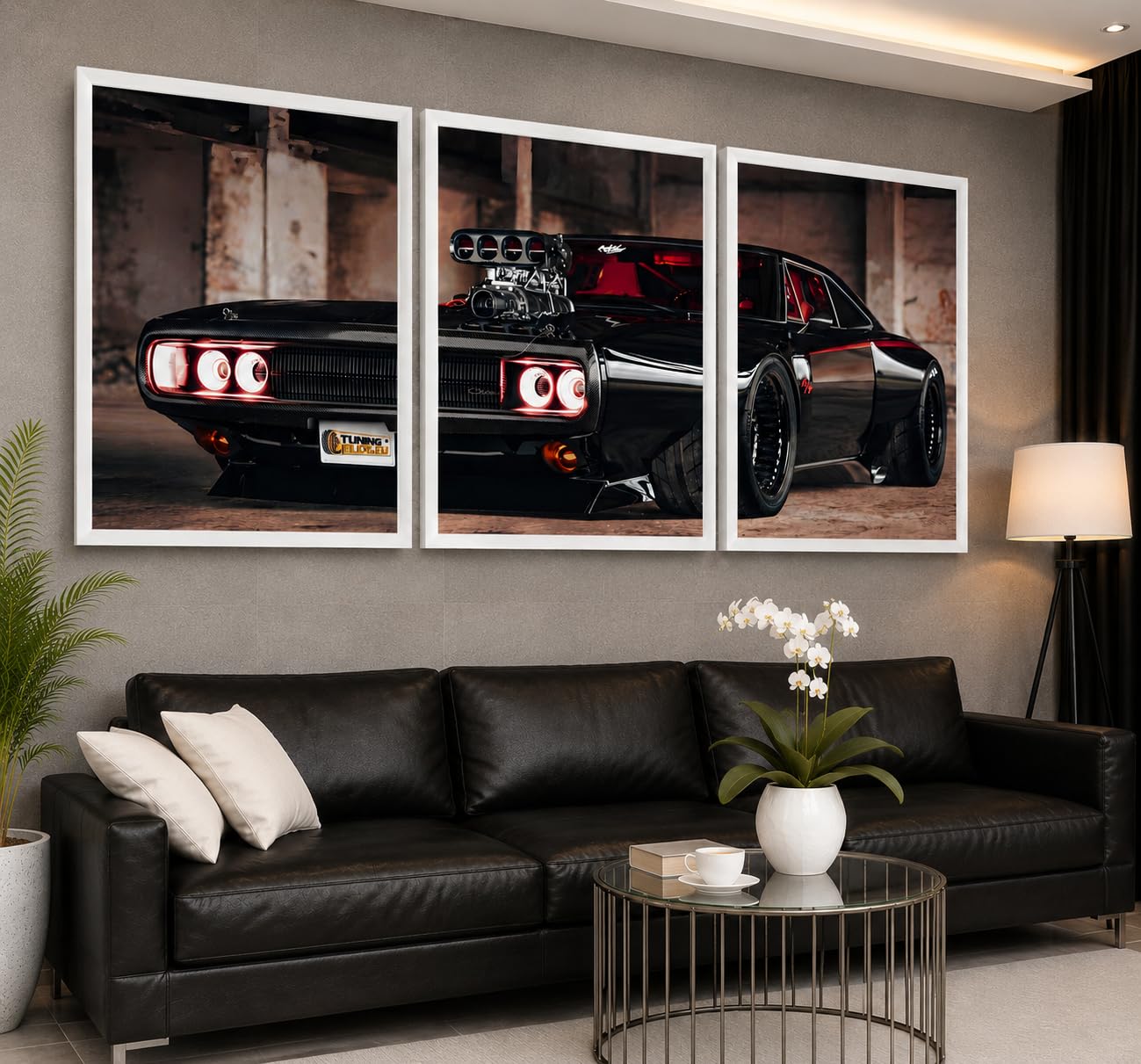 VENUXE ARTS Set Of 3 Big Sports Cars Framed Posters Gift Items for Boys Room Wall Decoration Bedroom Living Room Office Studio Décor | Car Poster Frame for Wall Décor