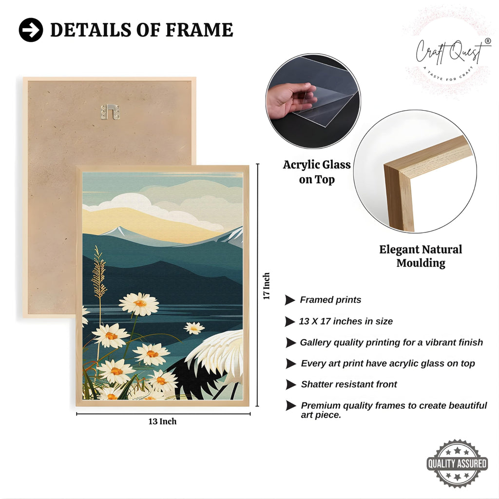 CRAFT QUEST Modern Of Lake & Mountains Wall Art | Set of 3 Frames for Home Decoration | Ideal for Living Room, Bedroom & Offices