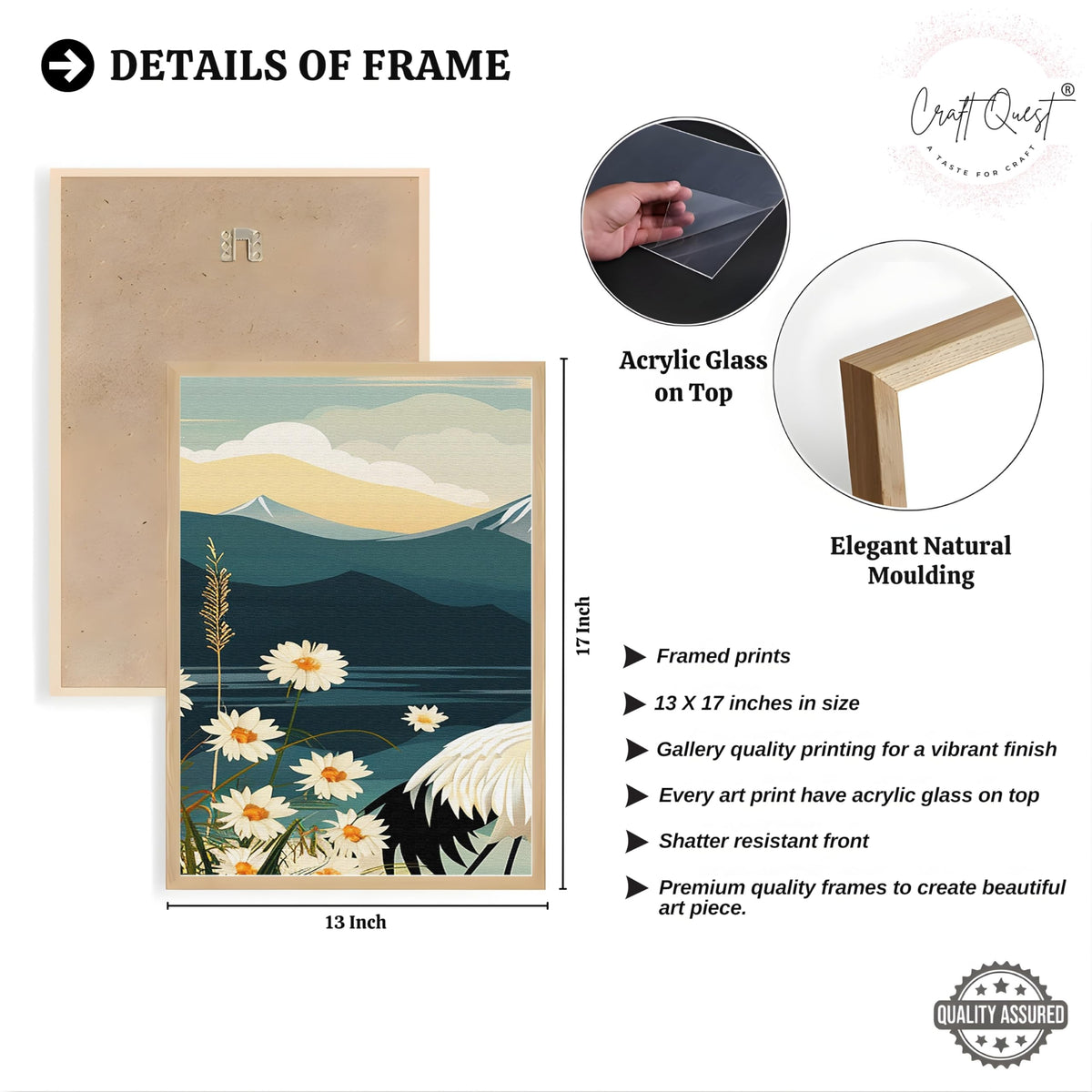 CRAFT QUEST Modern Of Lake & Mountains Wall Art | Set of 3 Frames for Home Decoration | Ideal for Living Room, Bedroom & Offices