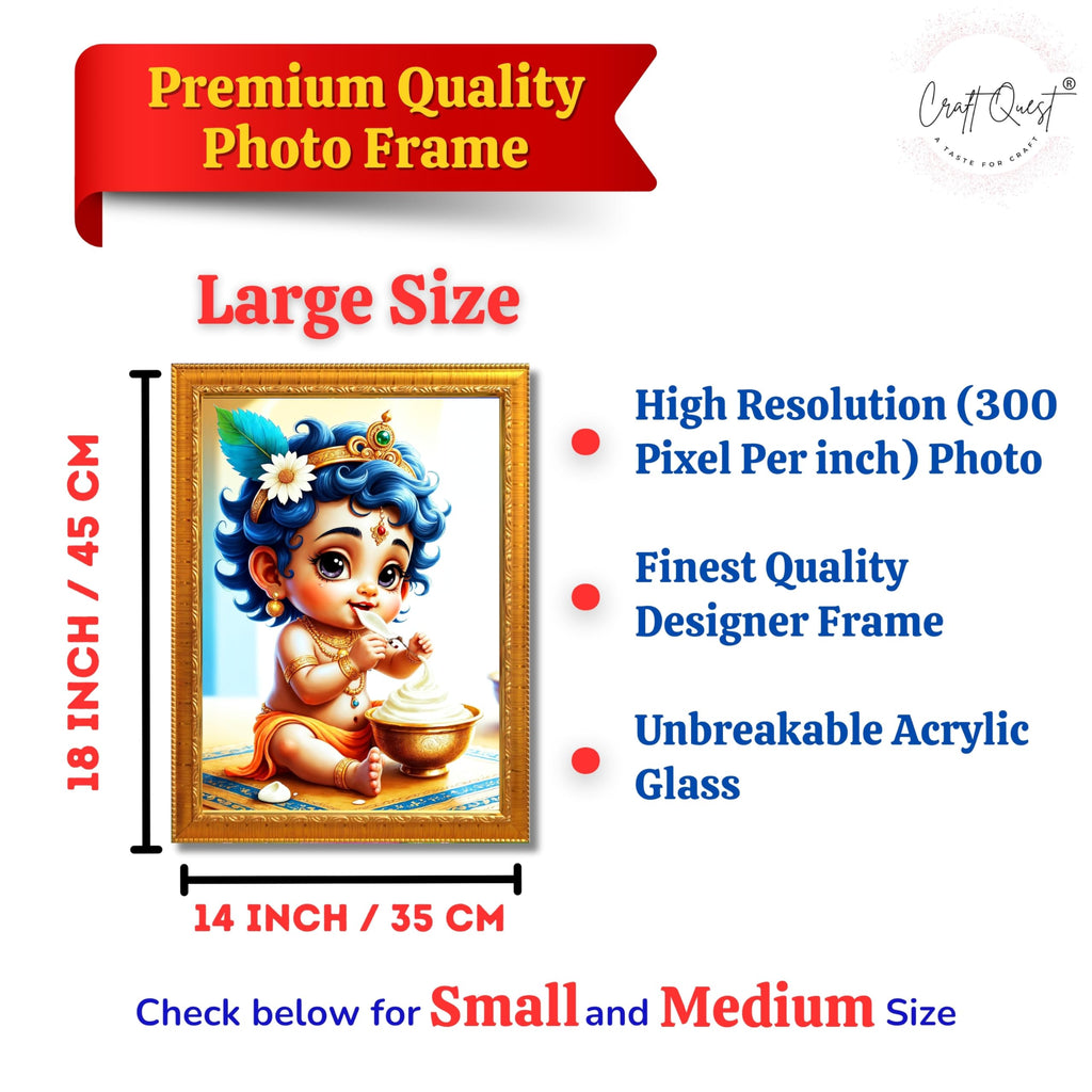 CRAFT QUEST Bal Gopal Painting Kanha Ji Poster | Walls Home Bedroom Living Room Decoration Gift.