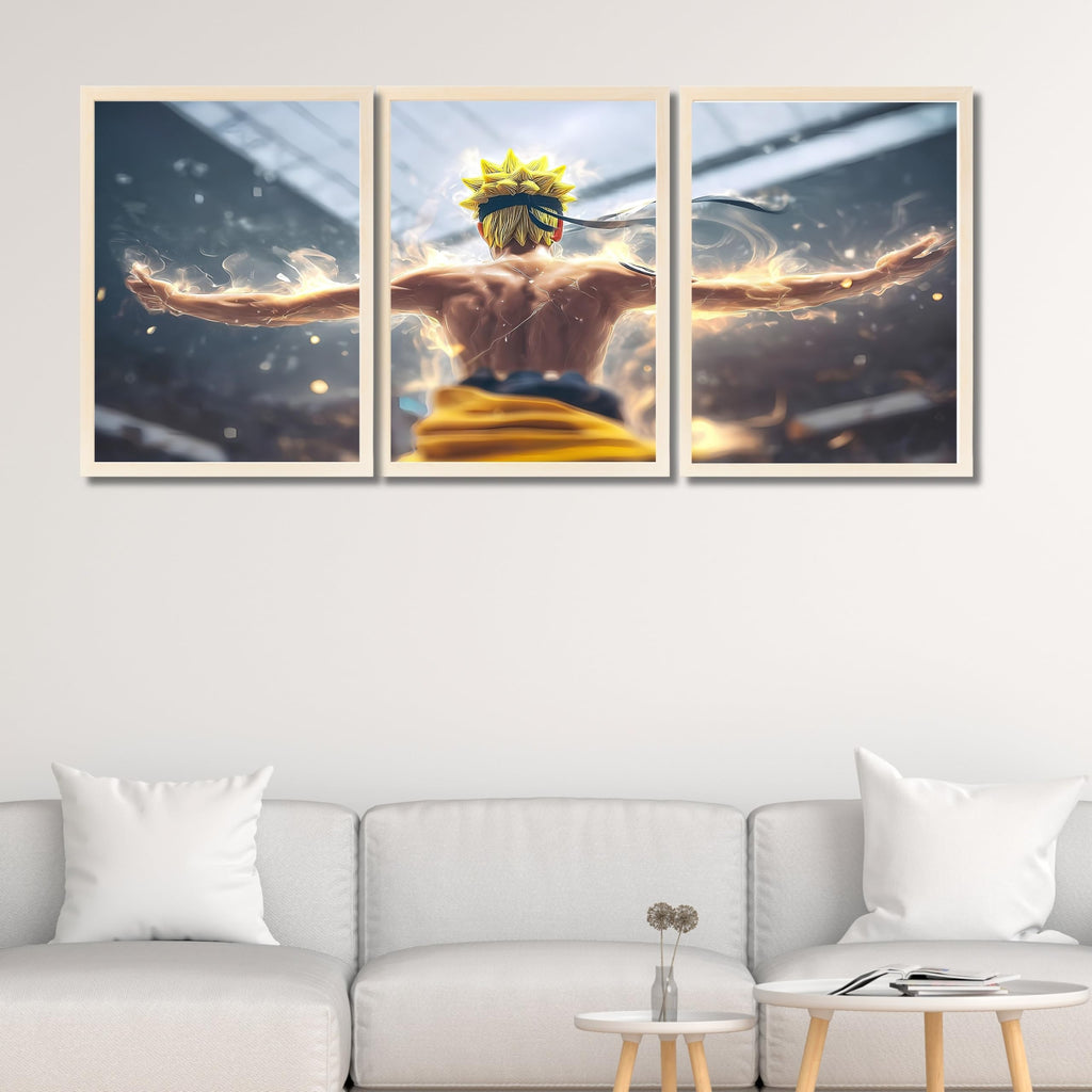 VENUXE ARTS Set Of 3 Anime Characters Wall Framed |Anime Characters Framed Poster for Living Room Bedroom Gaming Room Studio Wall Decor