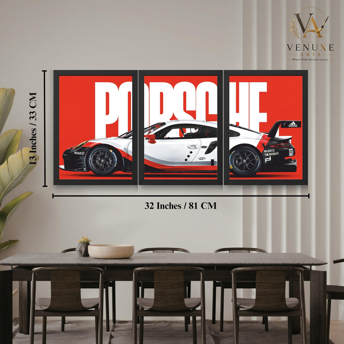VENUXE ARTS Set Of 3 Big Sports Cars Framed Posters Gift Items for Boys Room Wall Decoration Bedroom Living Room Office Studio Décor | Car Poster Frame for Wall Décor
