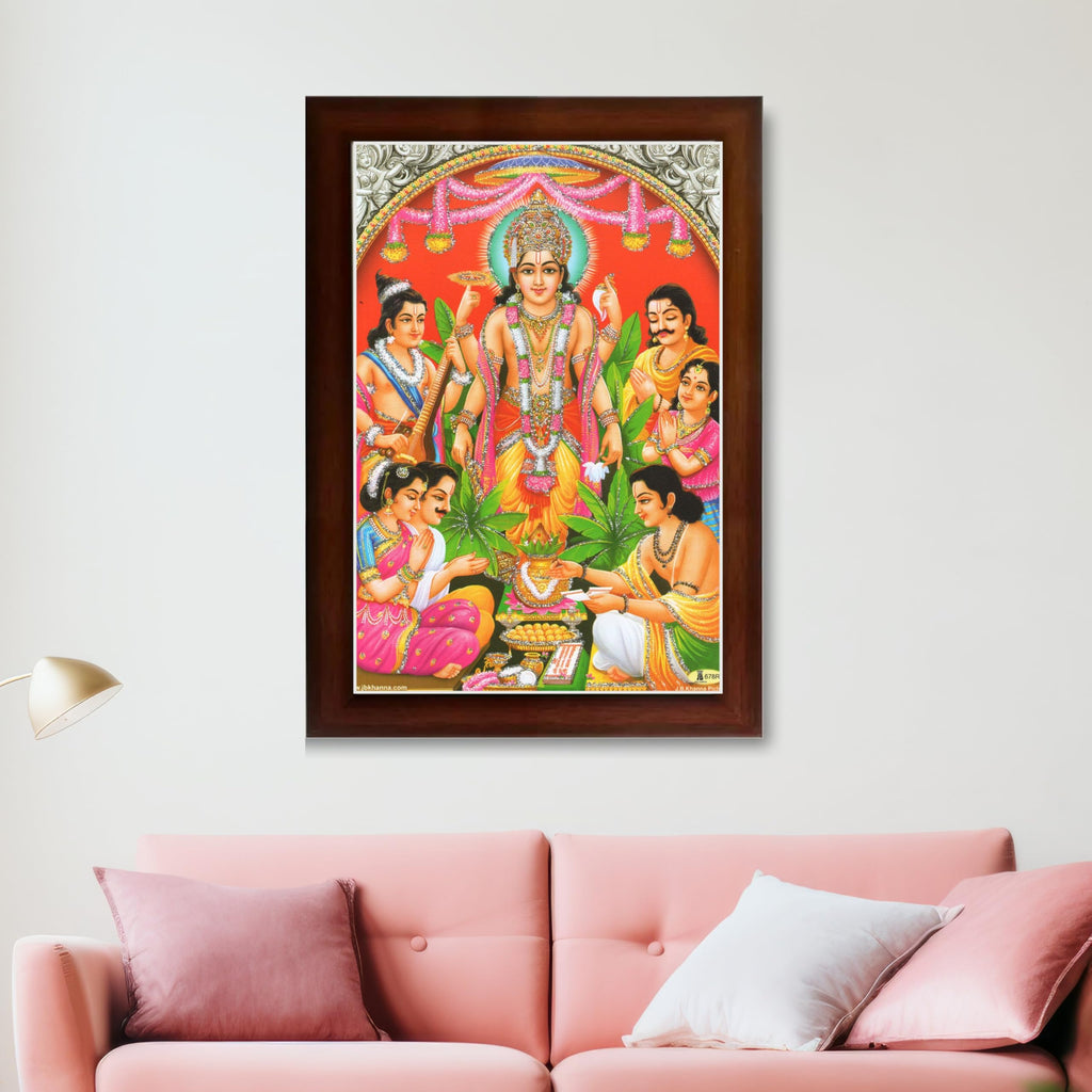 CRAFT QUEST Lord Satyanarayana Swamy Hindu God Satyanarayan Photo Frame | Religious Photo Frame | Ideal for Home, Office, Temple & Puja Room, Wall Decor