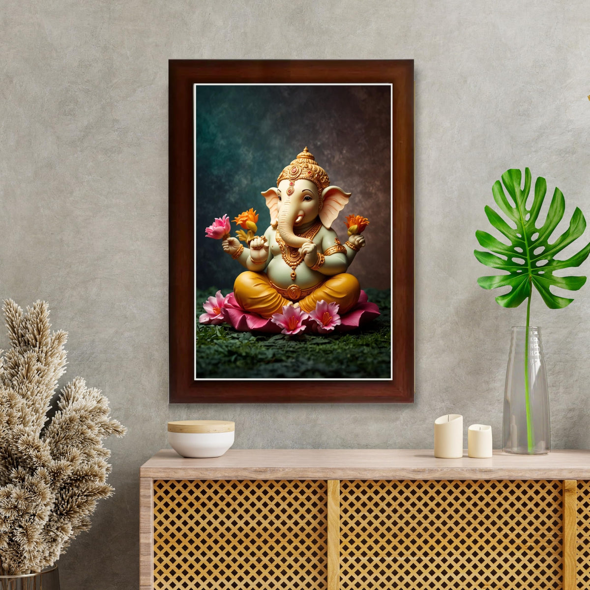 CRAFT QUEST Lord Ganpati ji Wall Hanging Frame for Living Room, Pooja Room Décor GA-215