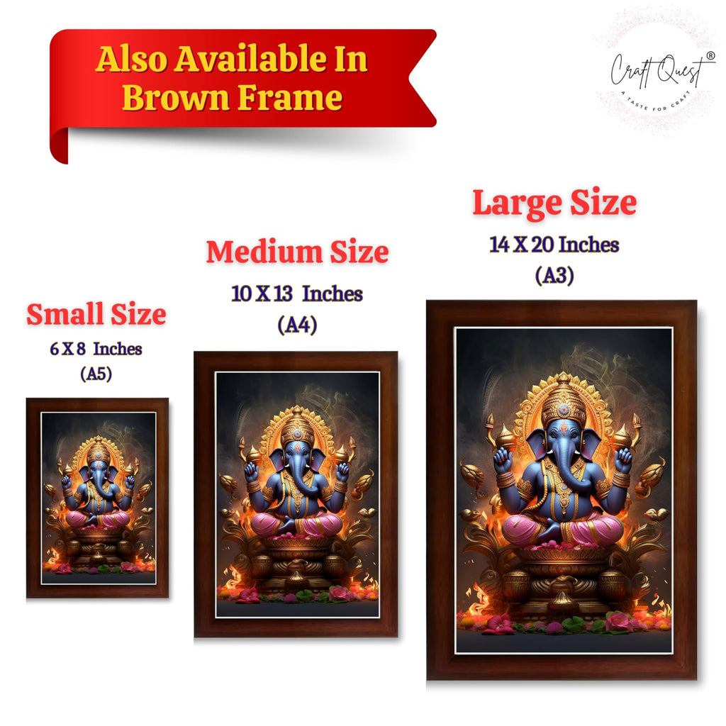 CRAFT QUEST God Ganpati Modern Wall Art Painting With Frame For Pooja,Office and Home Decor Item