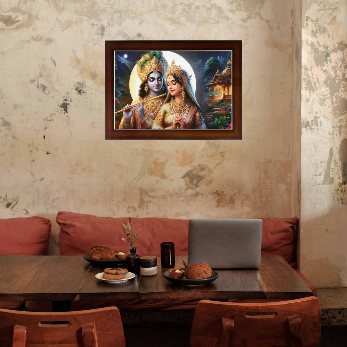 CRAFT QUEST Radha Krishna Art Photo Framed Painting for Home and Bedroom Wall Decoration of Size 14X10 Inches with Frame And Acrylic Glass RK204