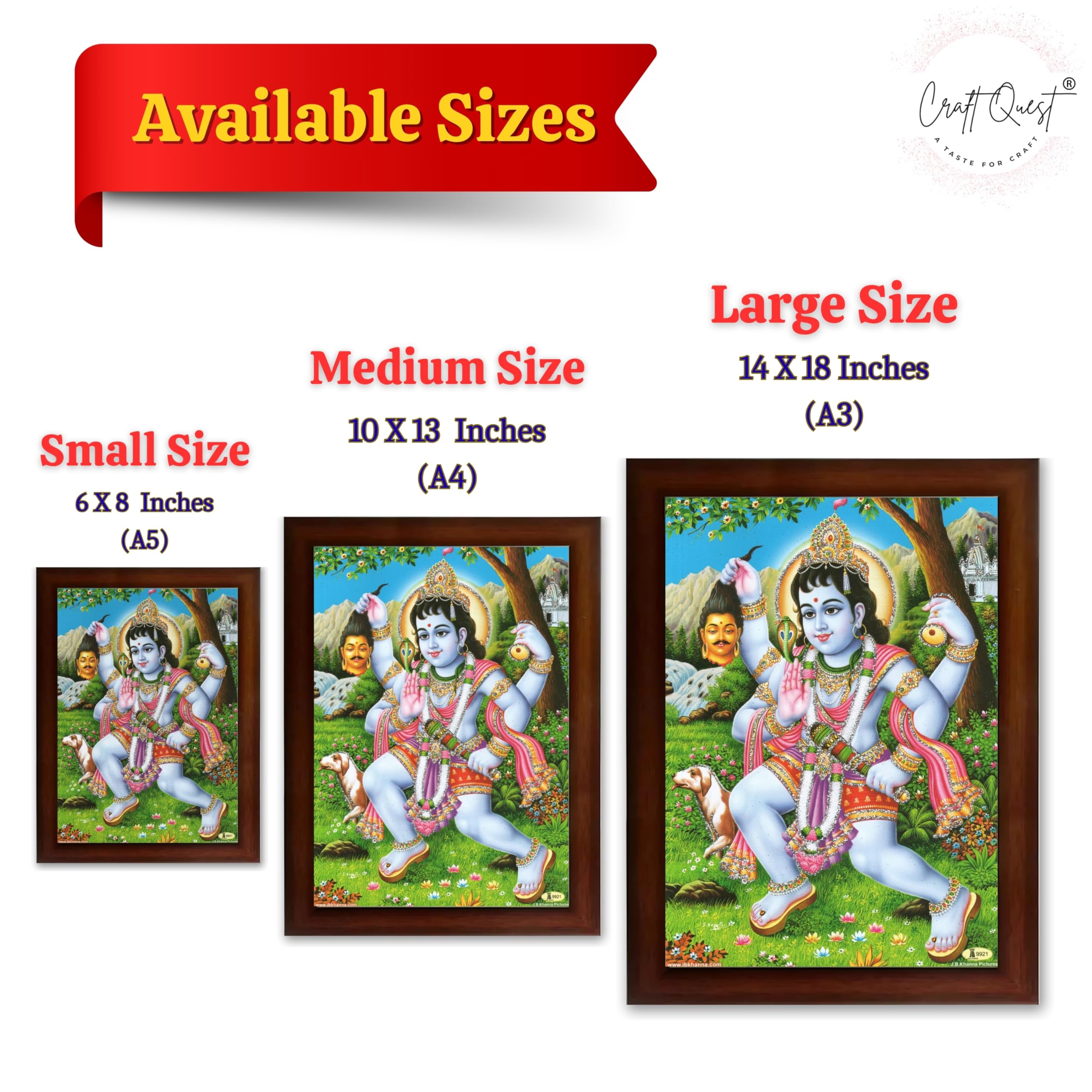 CRAFT QUEST Kaal Bhairav/Lord Bhairava/Bhairon Baba/Bhairavnath/Batuk Bhairav Religious Photo Frame & Acrylic Sheet Glass