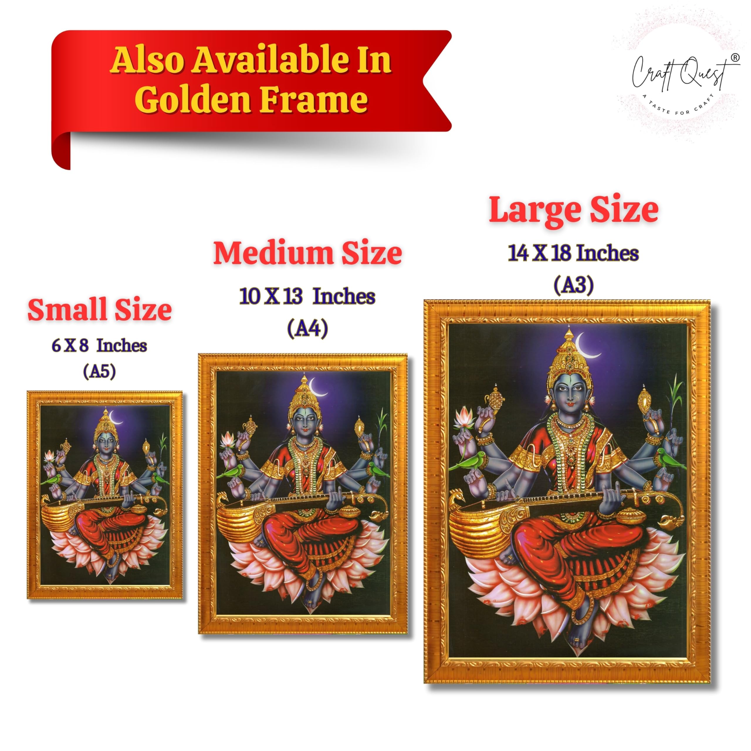 CRAFT QUEST Raja Syamala Devi Shyamala Matangi Wall Painting Framed | South God Picture Frame for Home, Office, Temple & Gifting, Decor