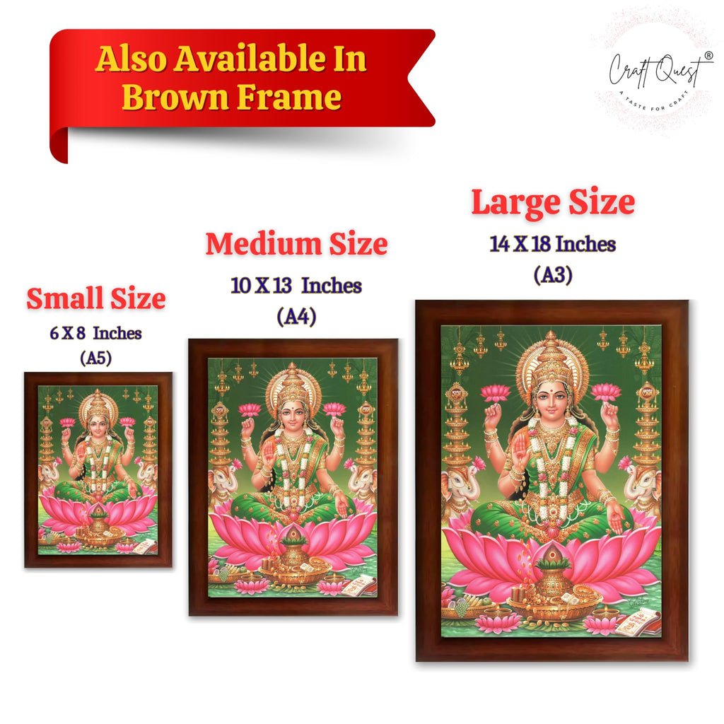 CRAFT QUEST Goddess Lakshmi Devi Dhana Vaibhav Laxmi Maa Wall Painting Frame Home Decor