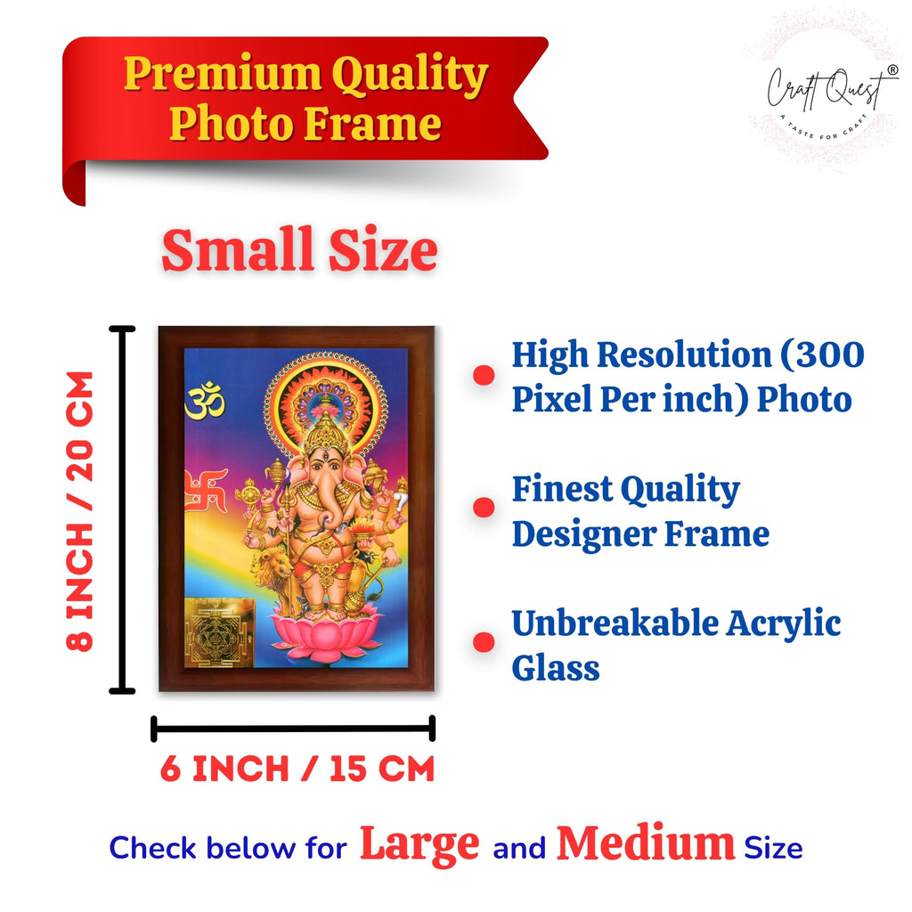 CRAFT QUEST Drishti Ganapathi for Entrance Vastu Ganesha Wall Painting Framed Home Decor | Religious God Picture Frame for Home, Office, Temple & Gifting