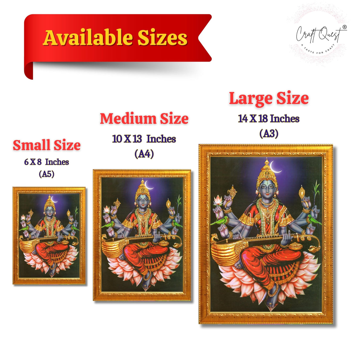 CRAFT QUEST Raja Syamala Devi Shyamala Matangi Wall Painting Framed | South God Picture Frame for Home, Office, Temple & Gifting, Decor