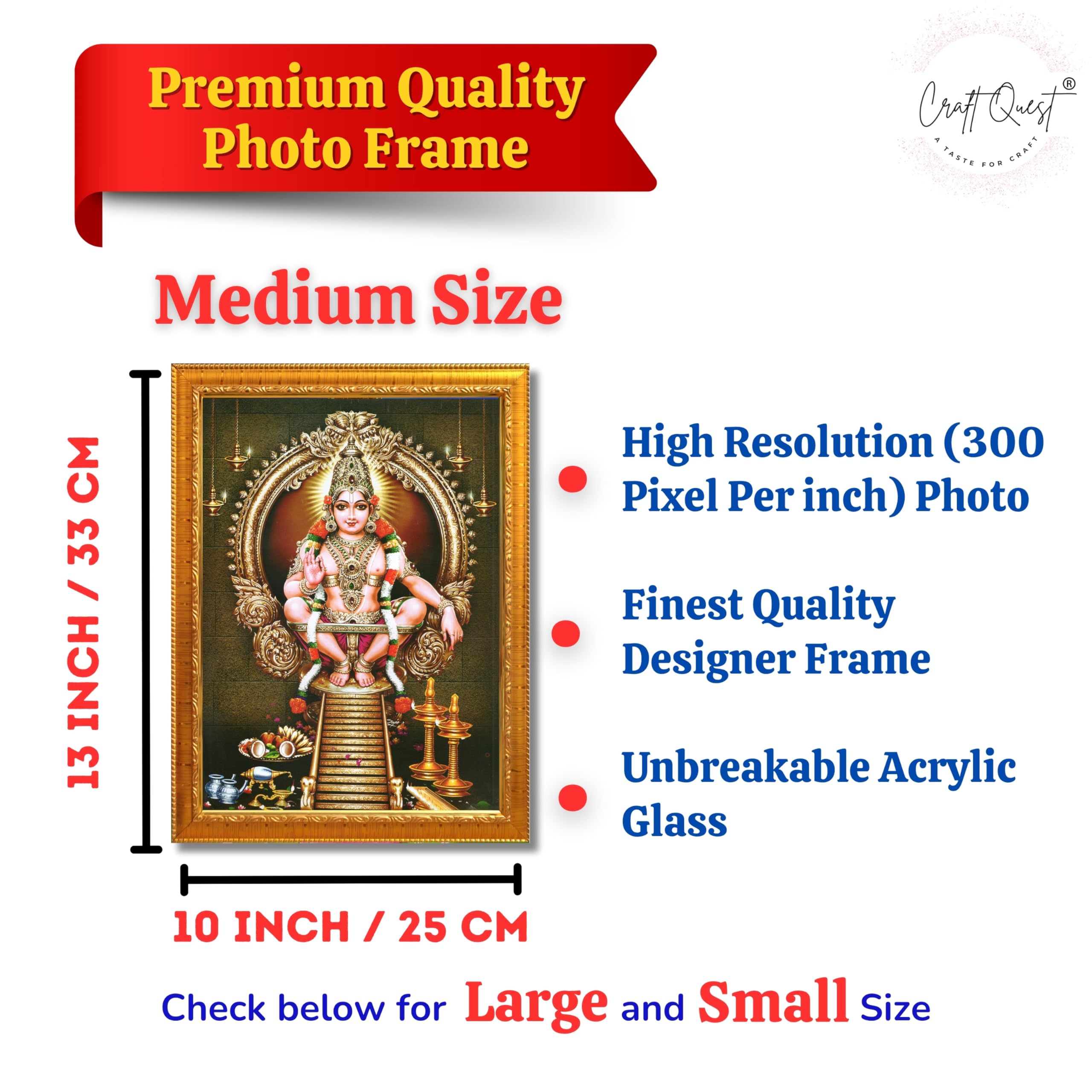 CRAFT QUEST Lord Swami Ayyappa Swamy Ayyappan Iyyappan South photo Frame For Wall Painting,Temple, Pooja, Home Décor Items