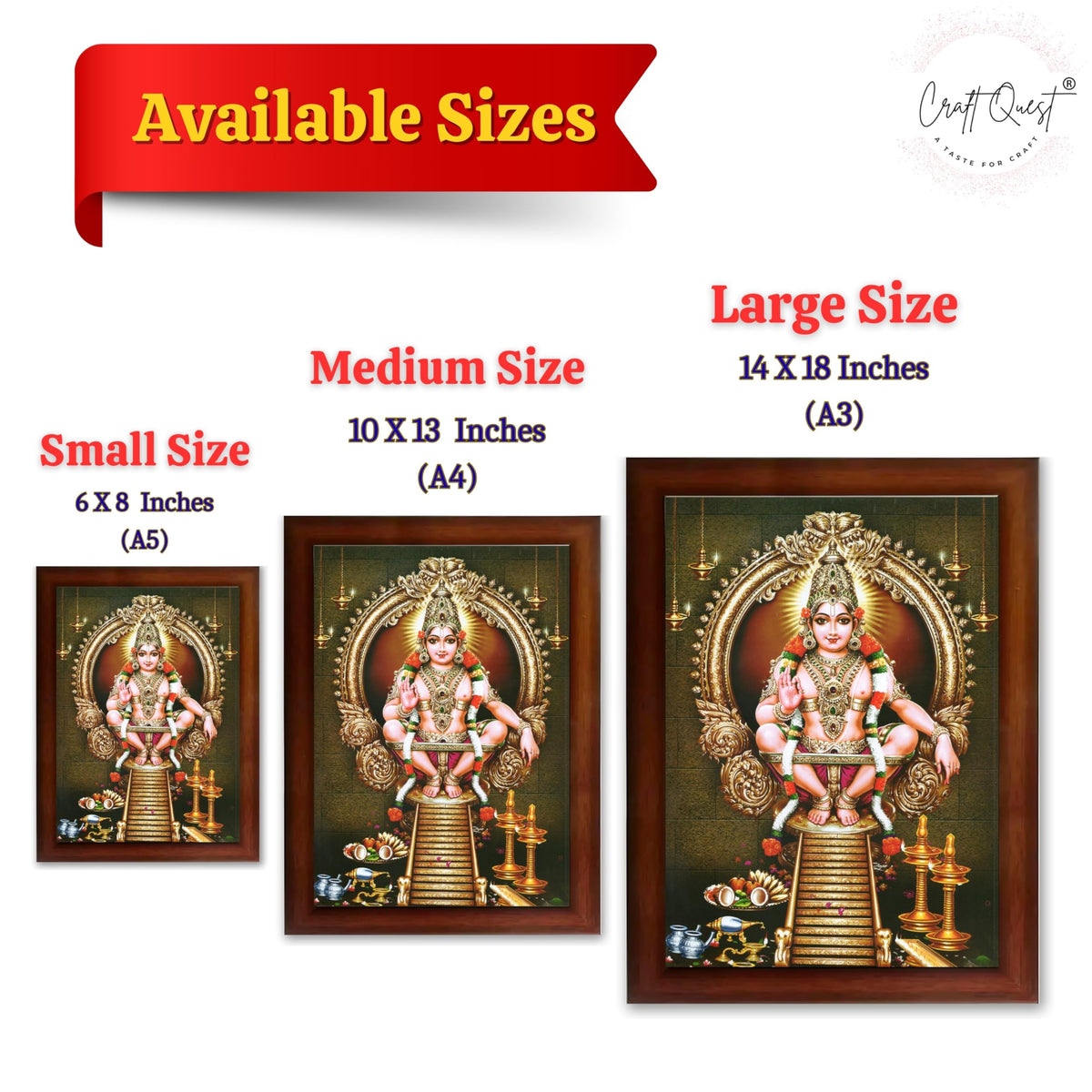 CRAFT QUEST Lord Swami Ayyappa Swamy Ayyappan Iyyappan South photo Frame For Wall Painting,Temple, Pooja, Home Décor Items